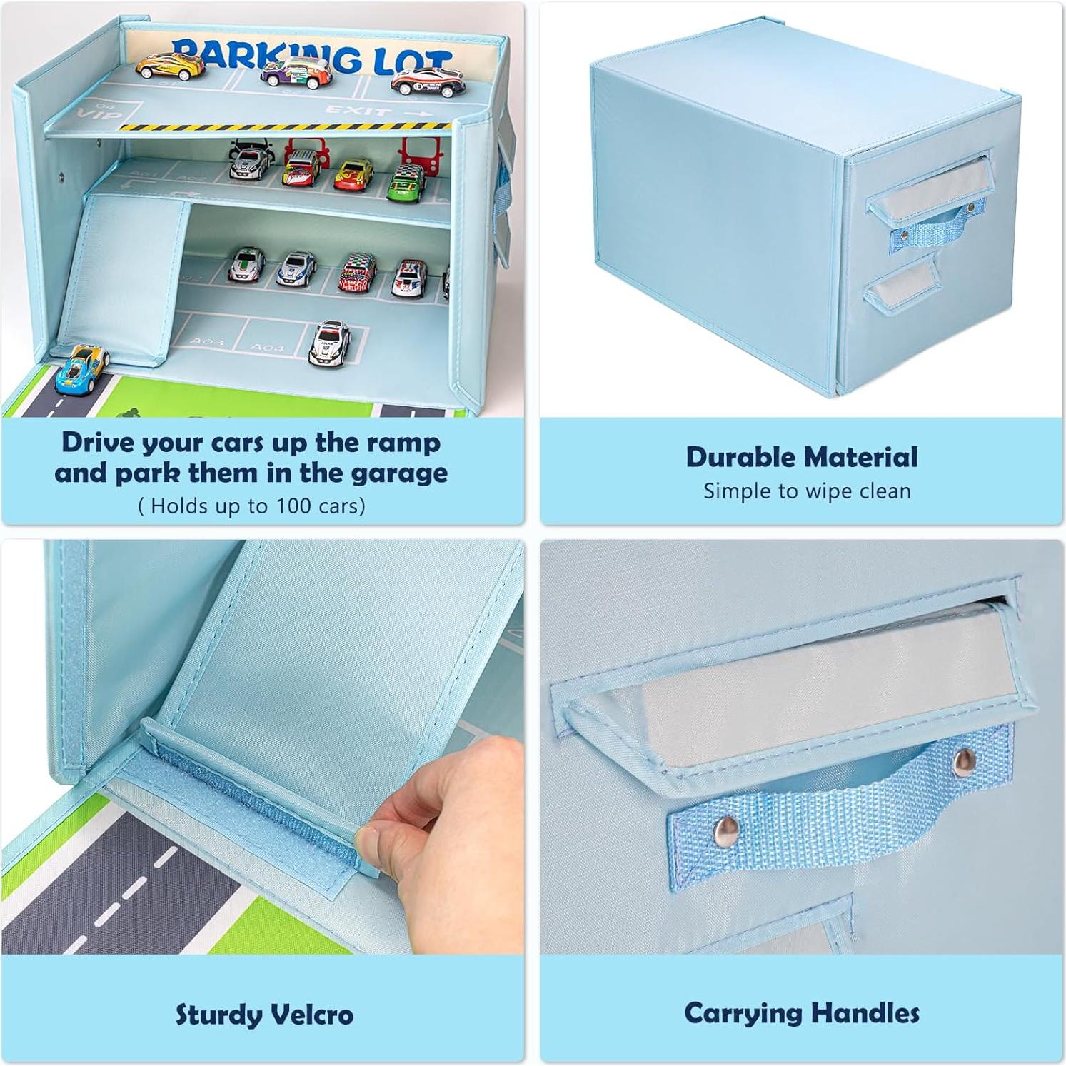 Caja de Garaje para Autos de Juguete Livememory 3 en 1