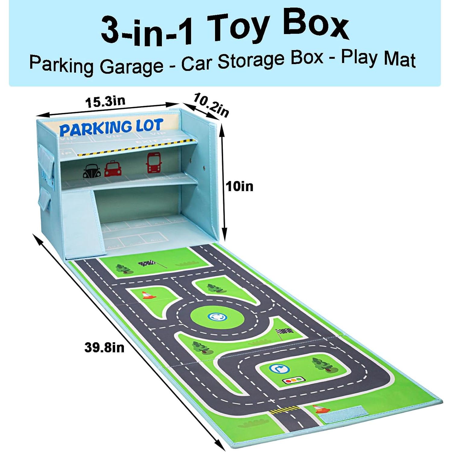 Caja de Garaje para Autos de Juguete Livememory 3 en 1