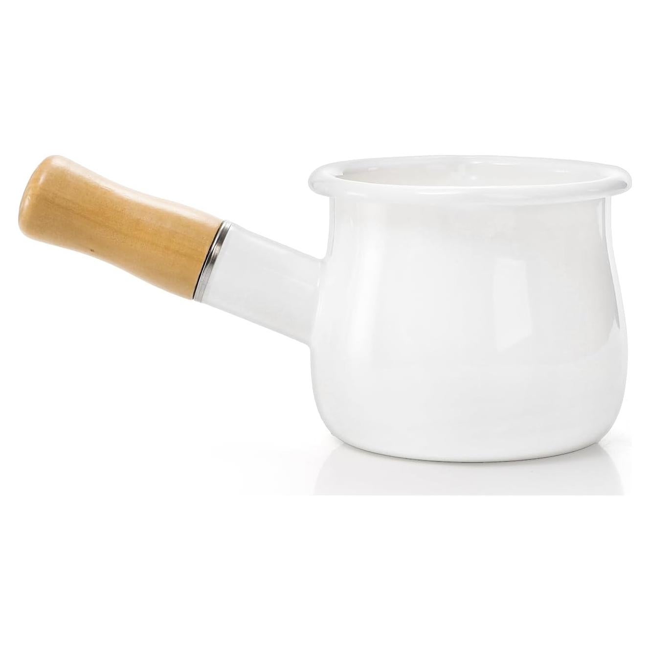 Olla de Leche DEAYOU 0.6L Esmalte Antiadherente con Mango Madera