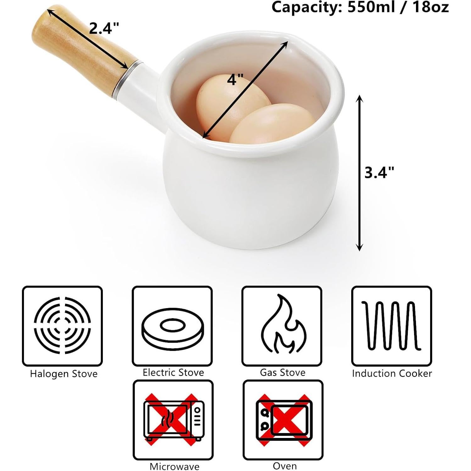 Olla de Leche DEAYOU 0.6L Esmalte Antiadherente con Mango Madera