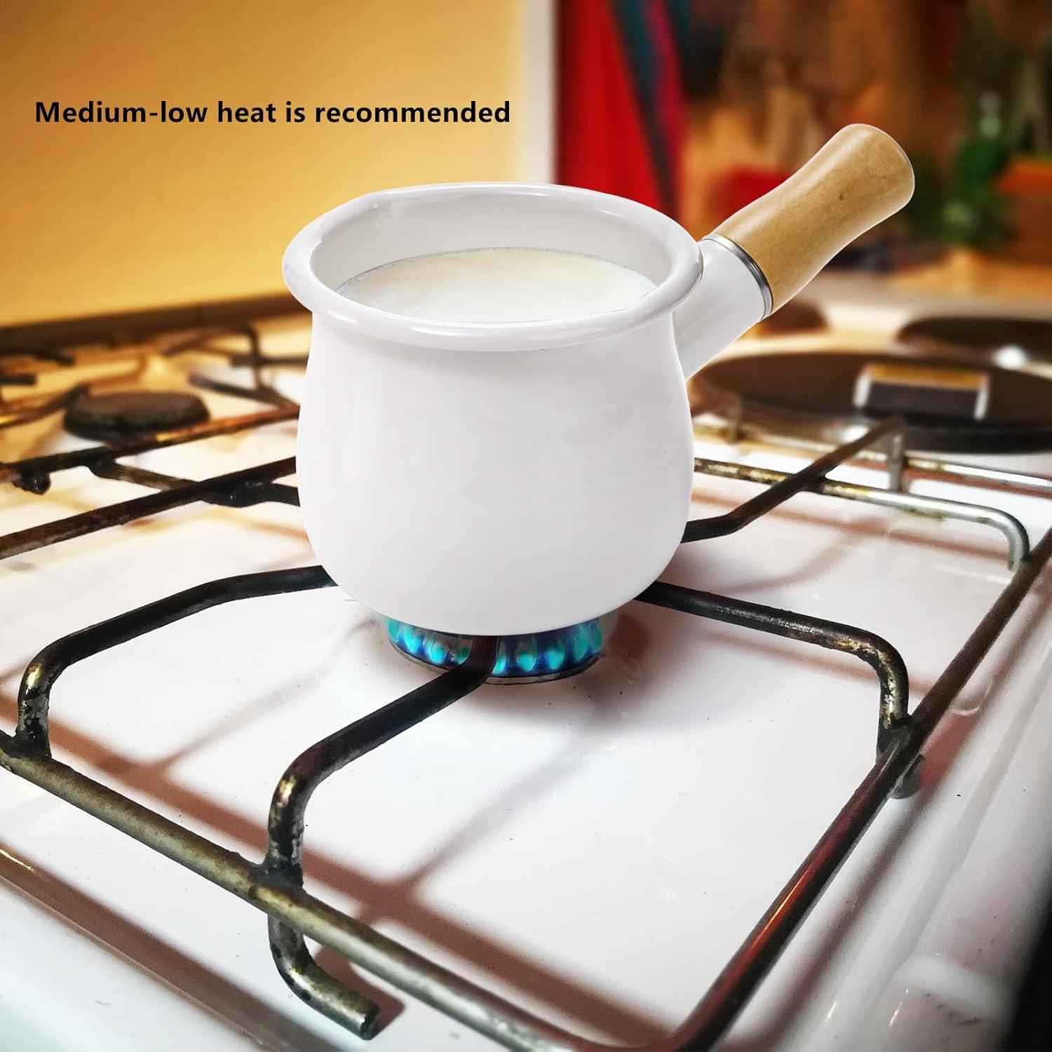 Olla de Leche DEAYOU 0.6L Esmalte Antiadherente con Mango Madera