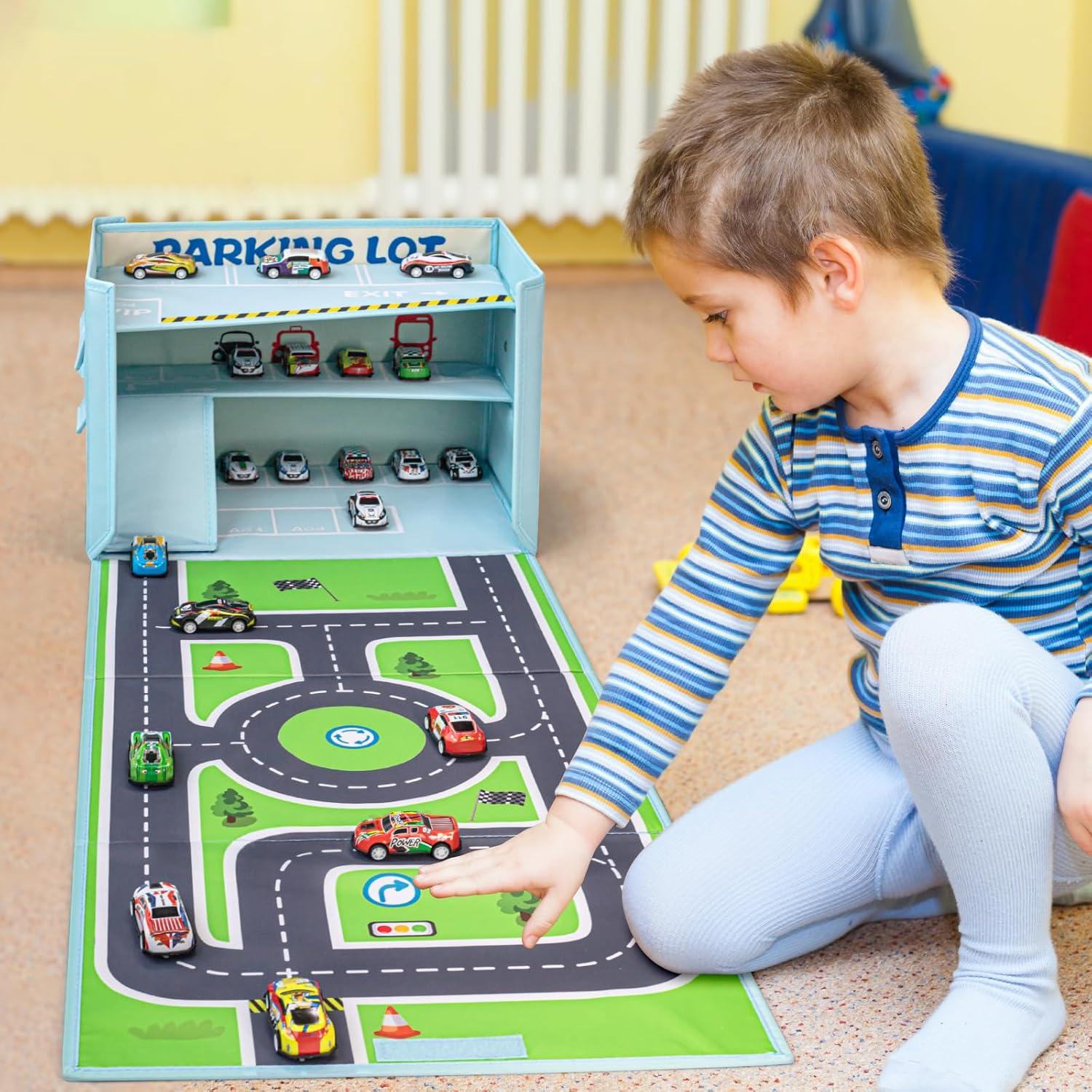 Caja de Garaje Livememory 3 en 1 para Coches de Juguete