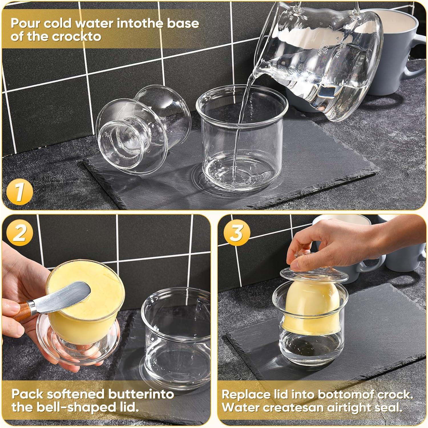 Crock de Mantequilla Hekeieon de Cristal 125g con Tapa