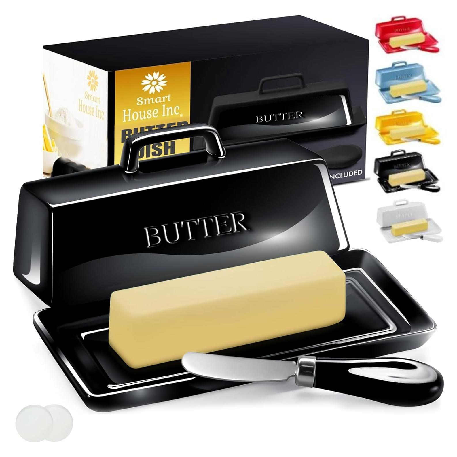 Juego de Plato de Mantequilla Cerámica Smart House Negro