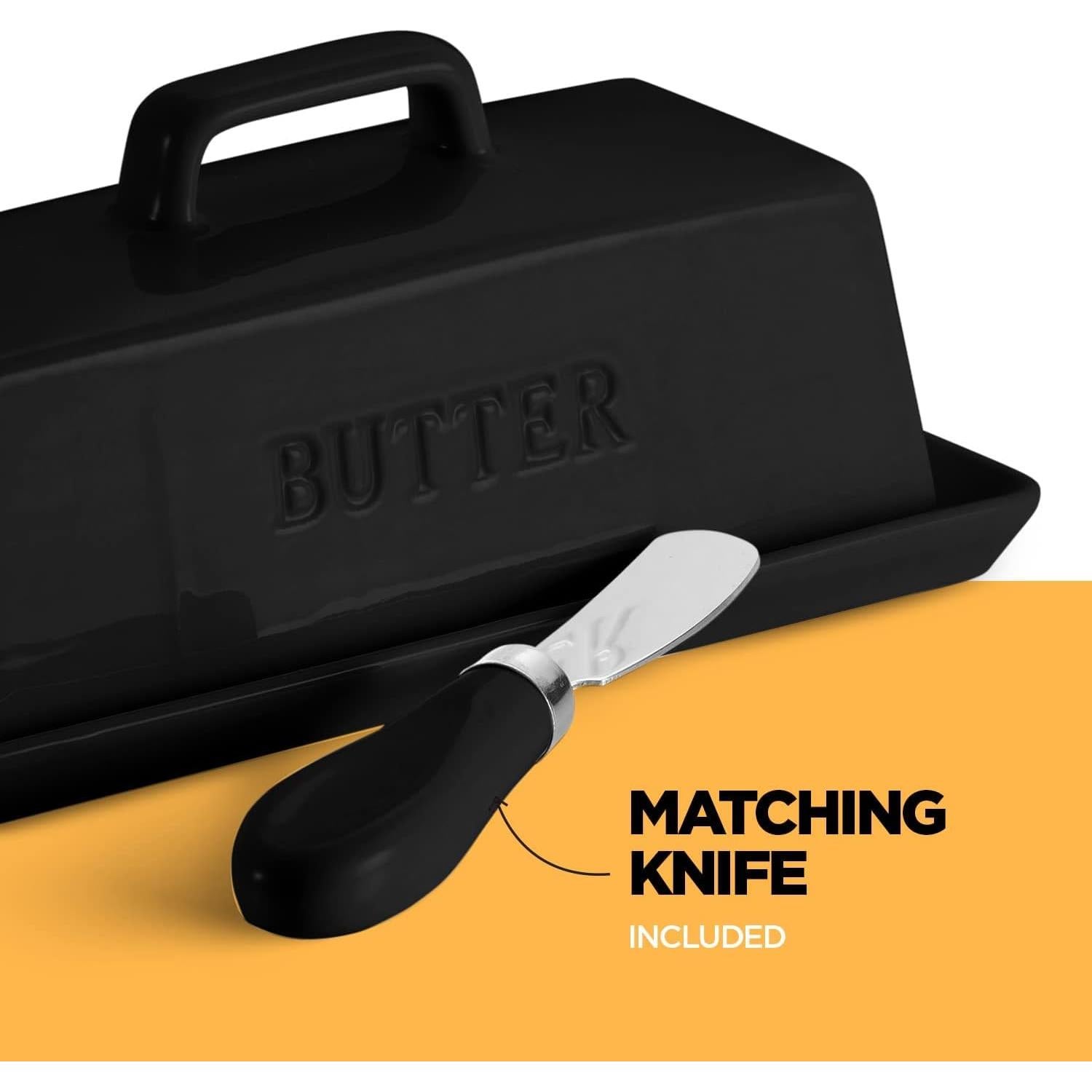 Juego de Plato de Mantequilla Cerámica Smart House Negro