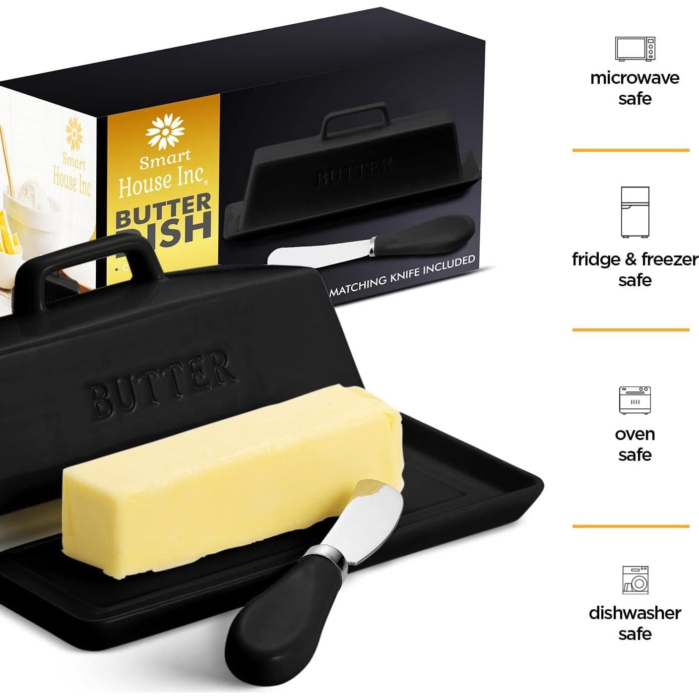Juego de Plato de Mantequilla Cerámica Smart House Negro