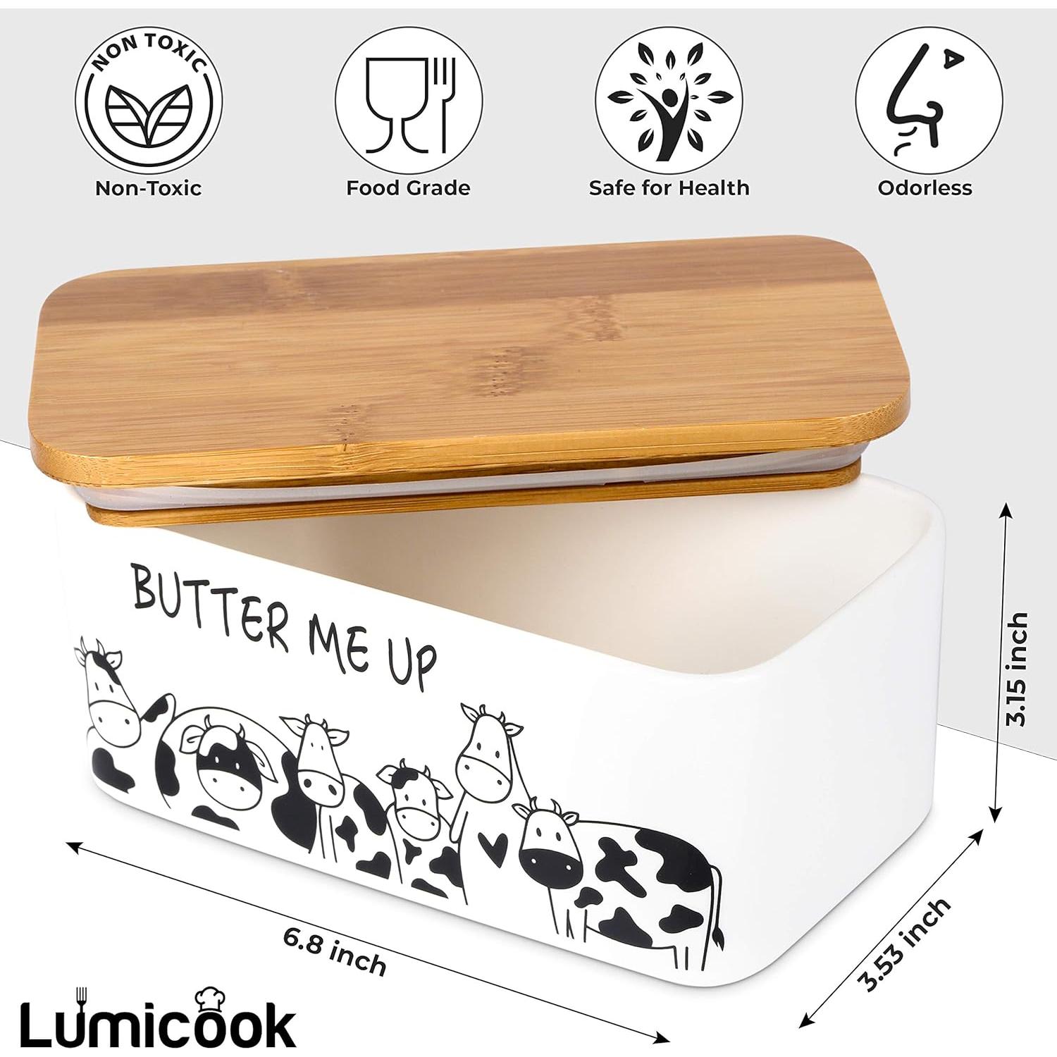 Plato de Mantequilla Lumicook con Tapa de Bambú Natural