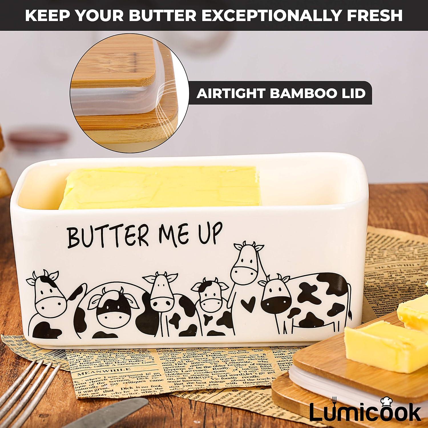 Plato de Mantequilla Lumicook con Tapa de Bambú Natural