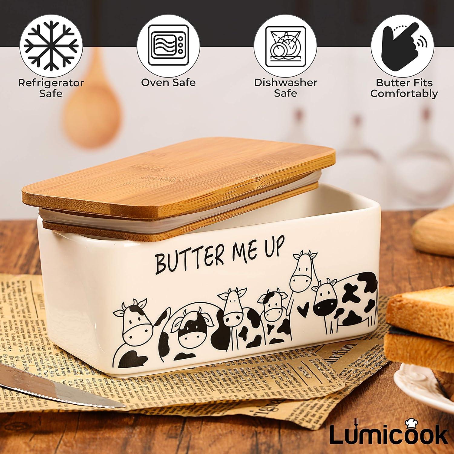 Plato de Mantequilla Lumicook con Tapa de Bambú Natural