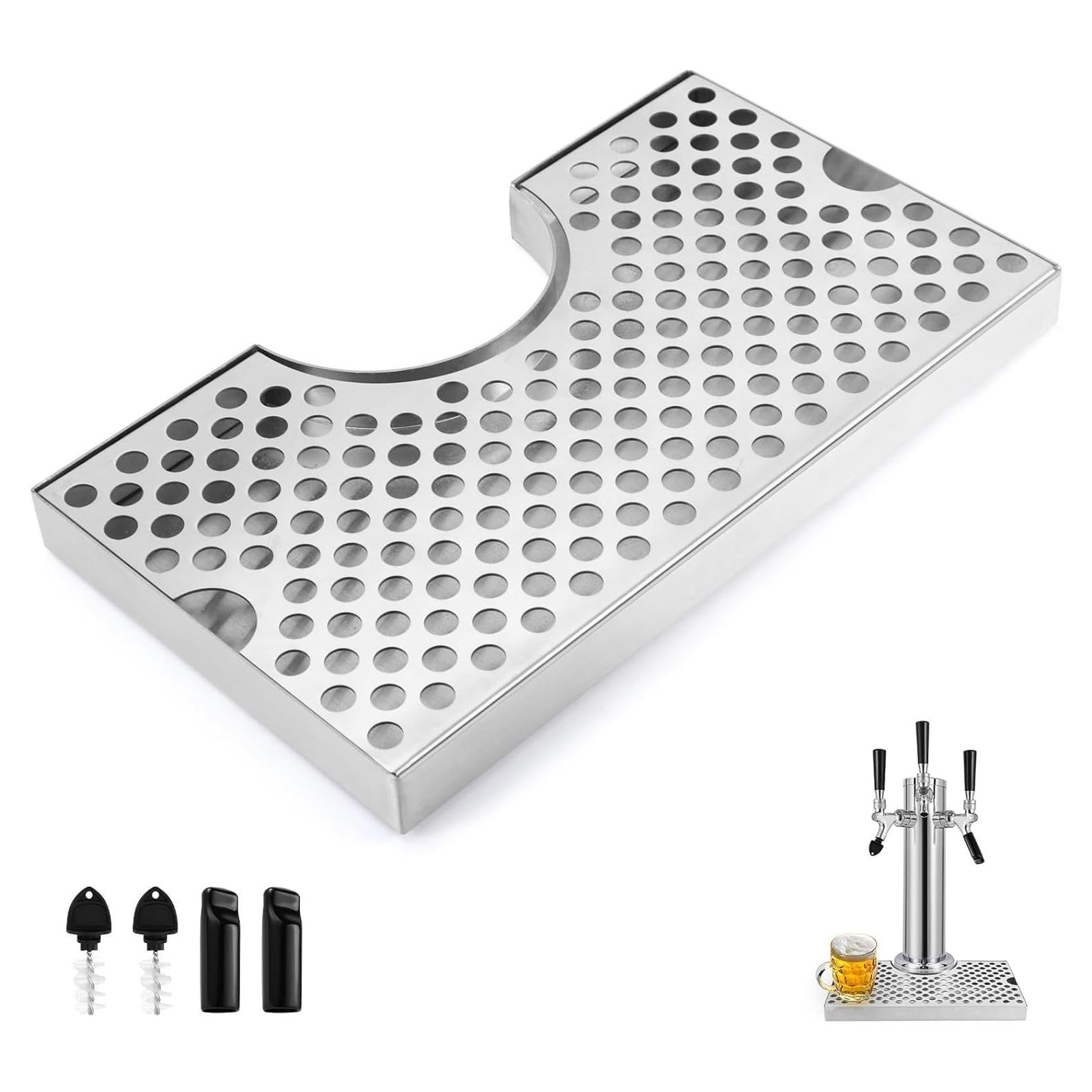 Bandeja de Goteo de Acero Inoxidable para Kegerator 34x25cm