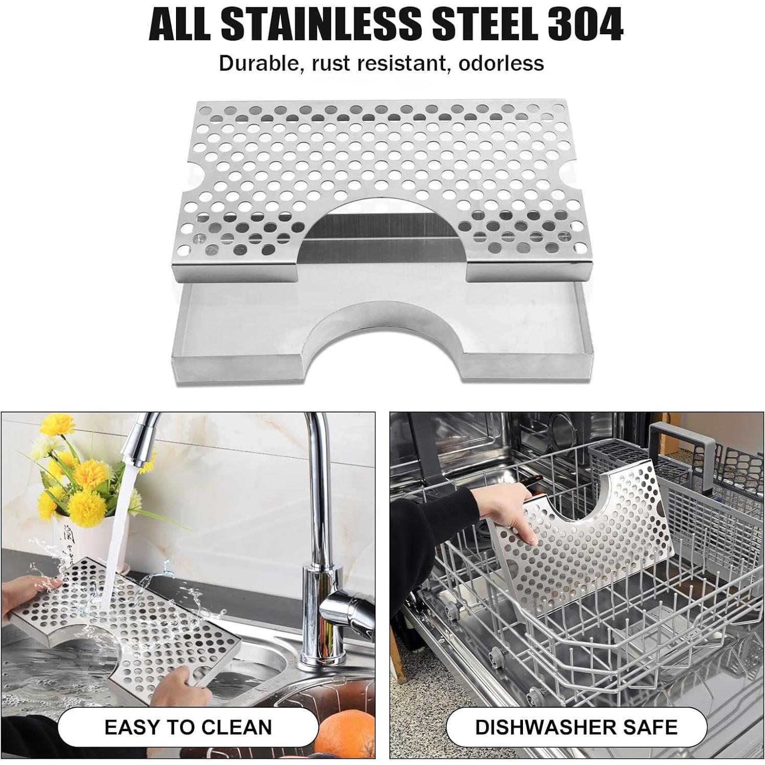 Bandeja de Goteo de Acero Inoxidable para Kegerator 34x25cm