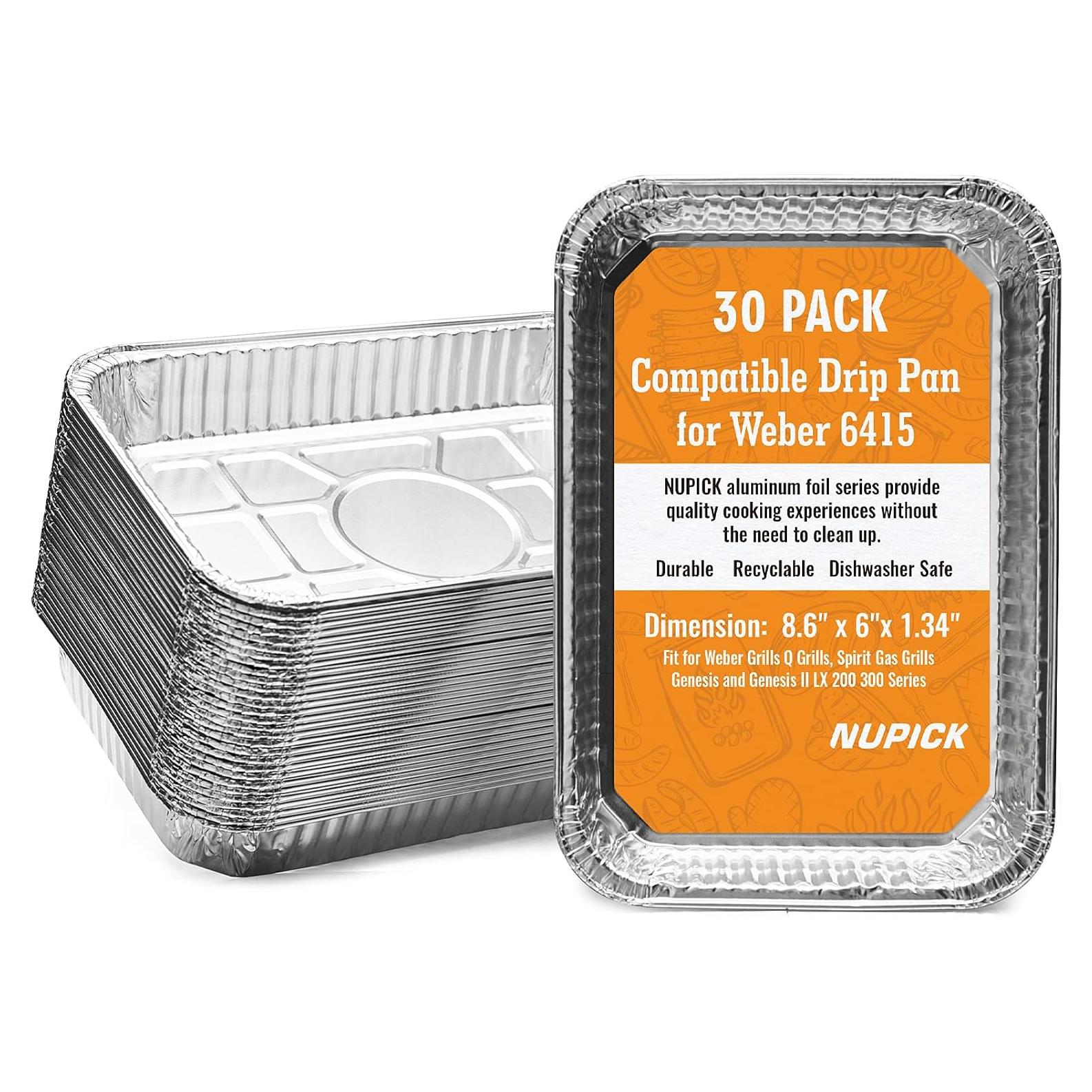 Bandejas de Goteo NUPICK 30 Pack para Parrillas Weber 21.6x15.2 cm