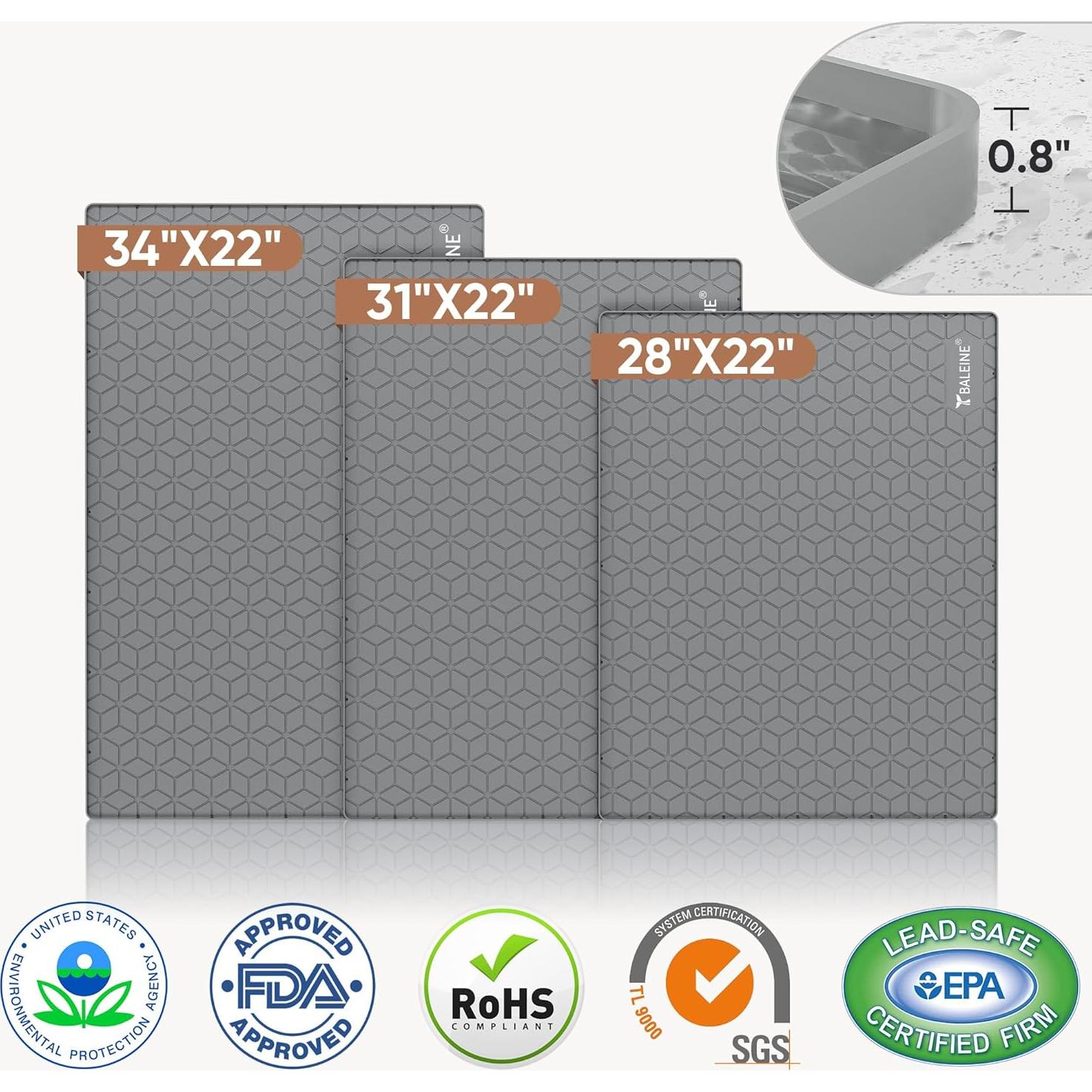 Alfombrilla Bajo Fregadero BALEINE 86.36x55.88cm Silicona Gris