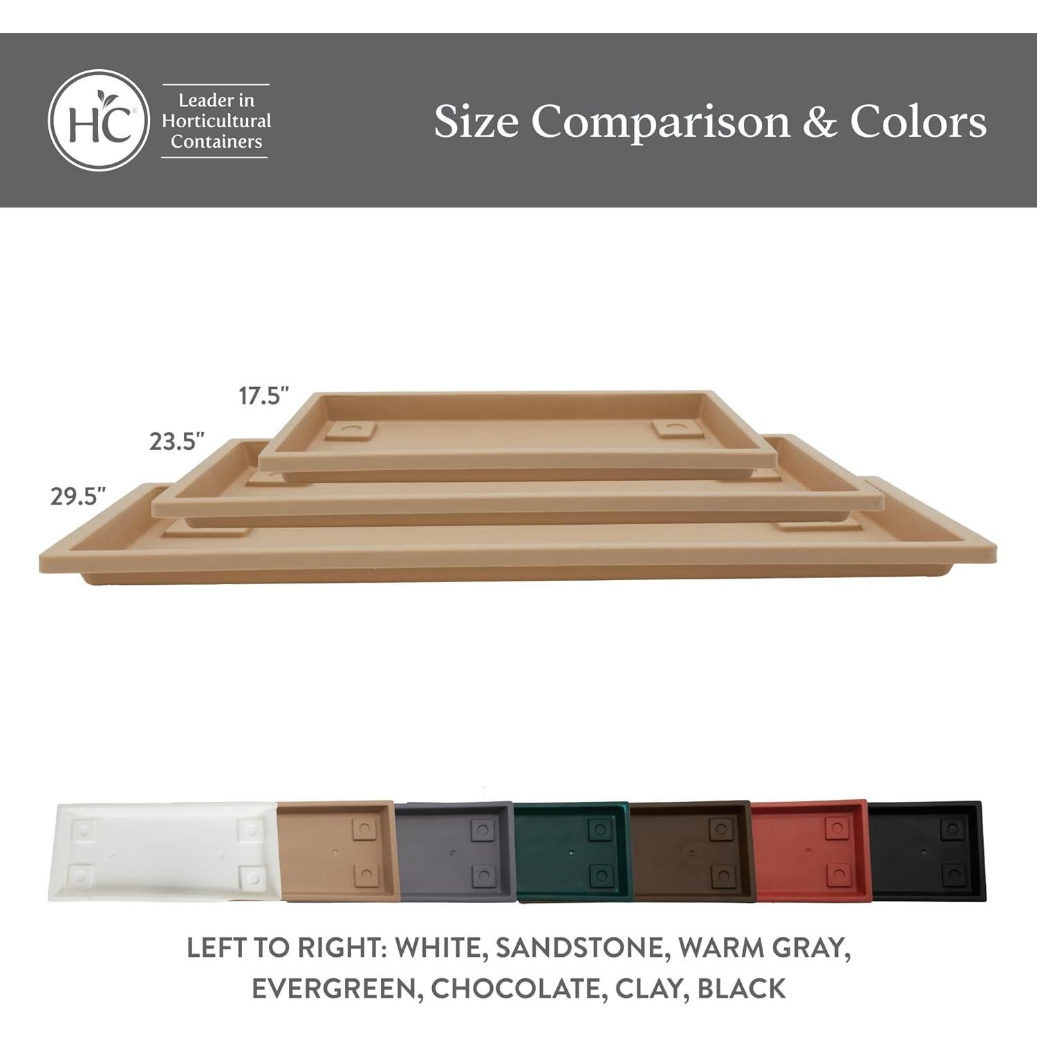 Bandeja Rectangular para Plantas HC Companies 44.5 cm Gris