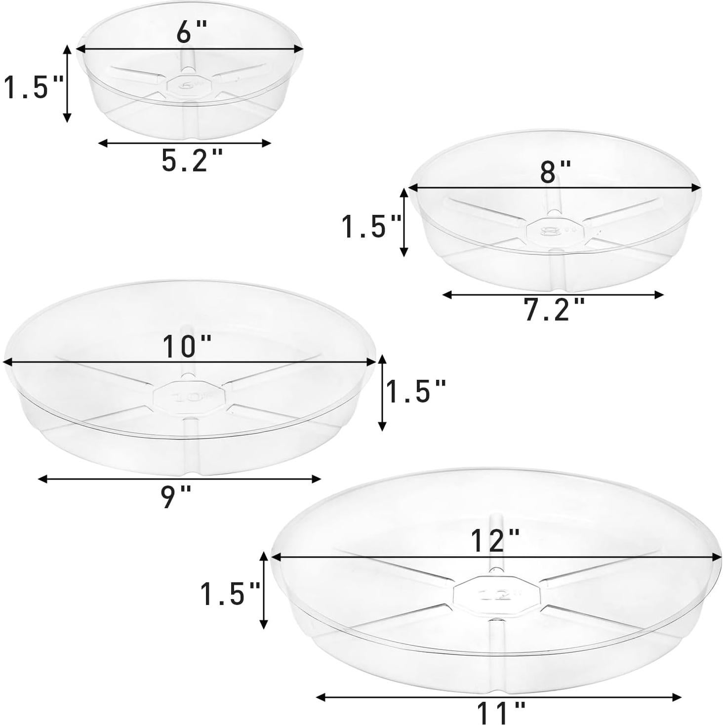 Hacaroa 24 Pack Platos de Goteo Transparentes 15-30 cm