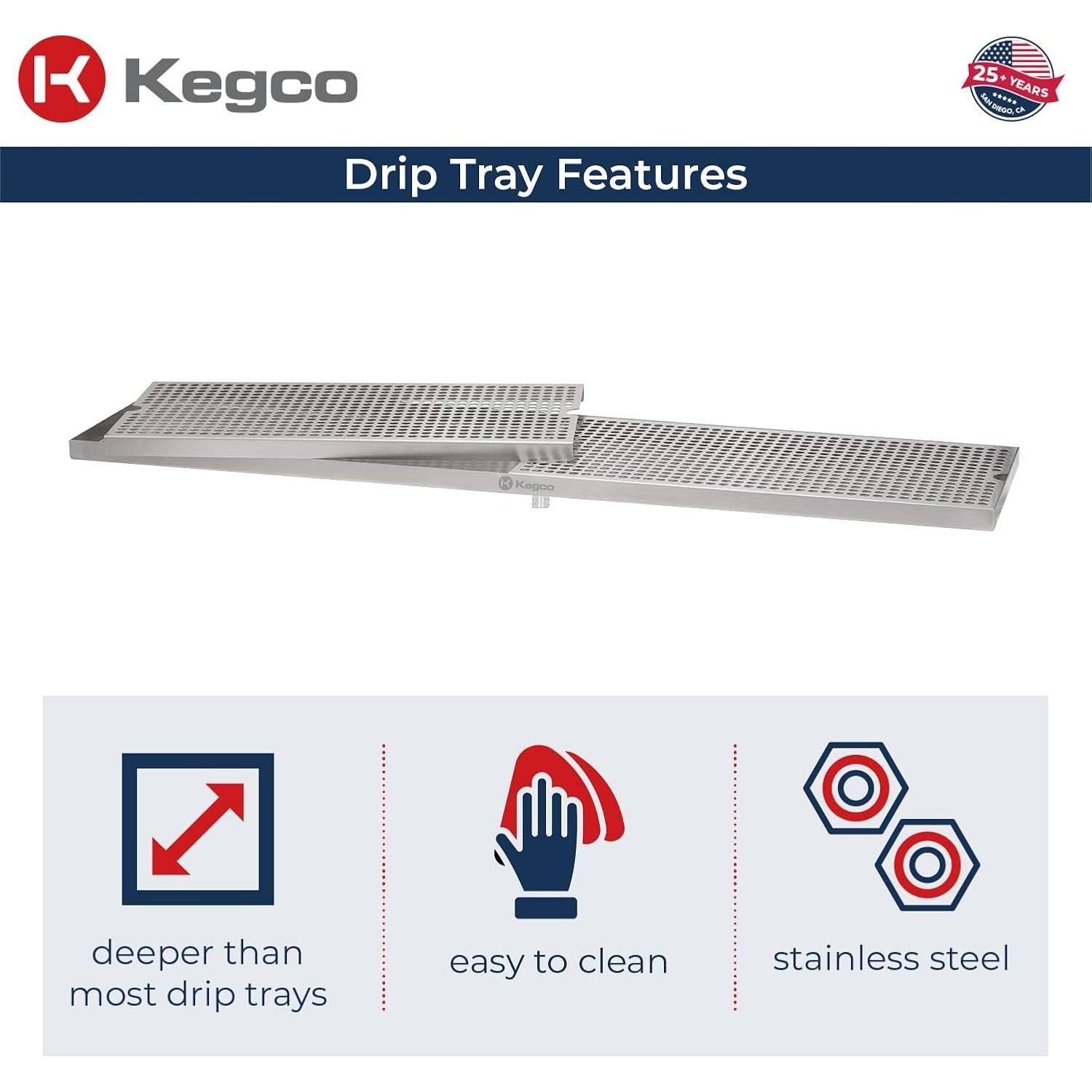 Bandeja de Goteo Kegco SESM-369D 91.44x22.86 cm Acero Inoxidable