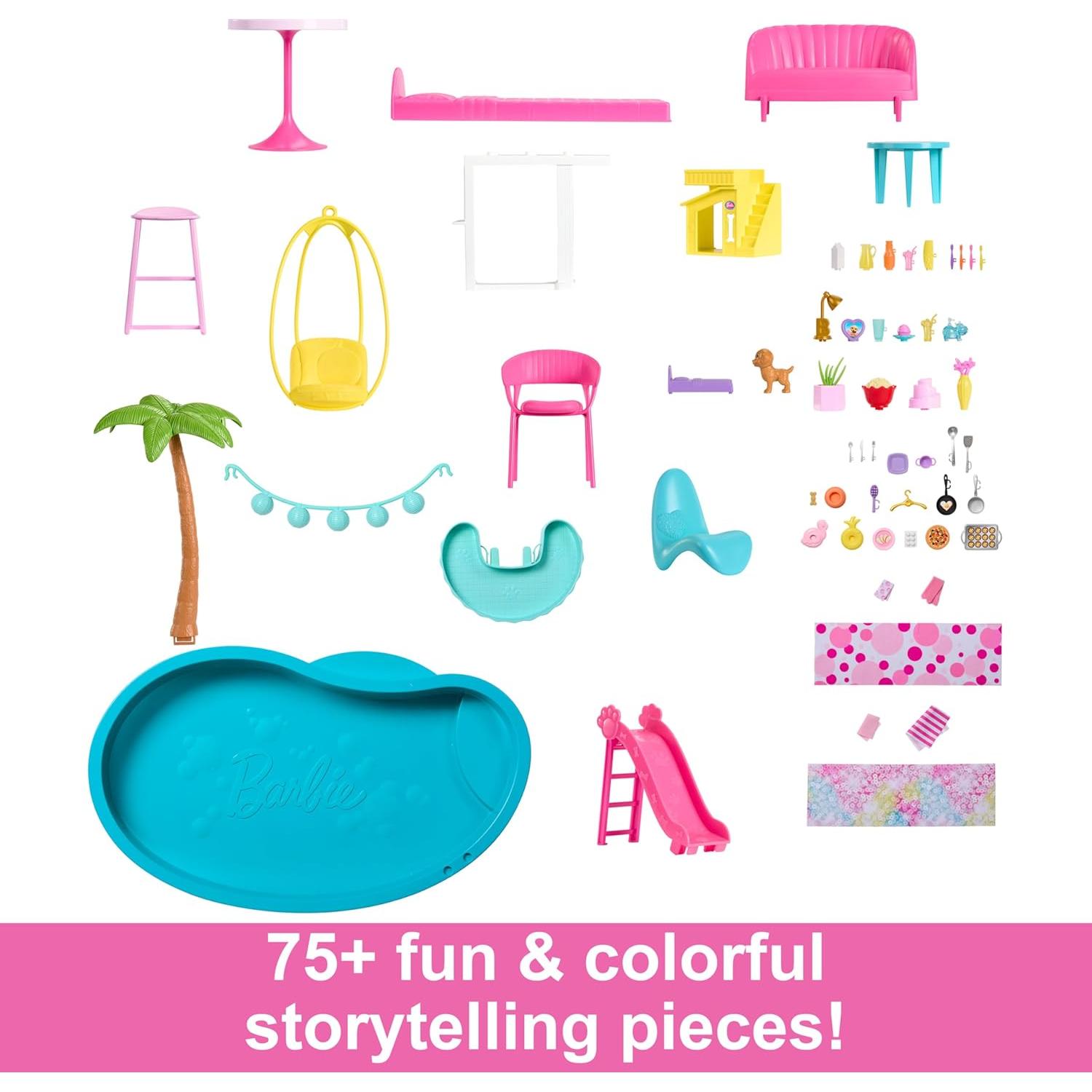 Casa de Muñecas Barbie DreamHouse con Tobogán y 75 Accesorios