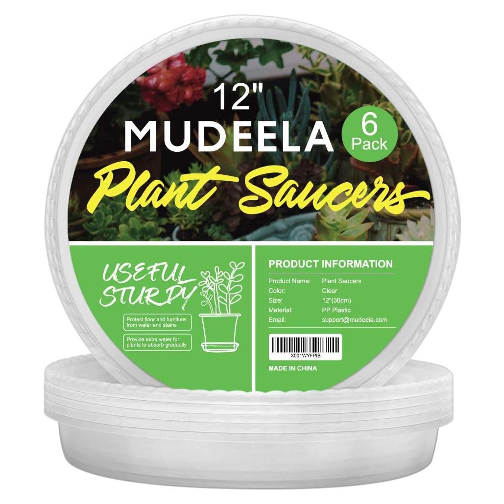 Plato para Plantas MUDEELA 30.48 cm Transparente 6 Piezas