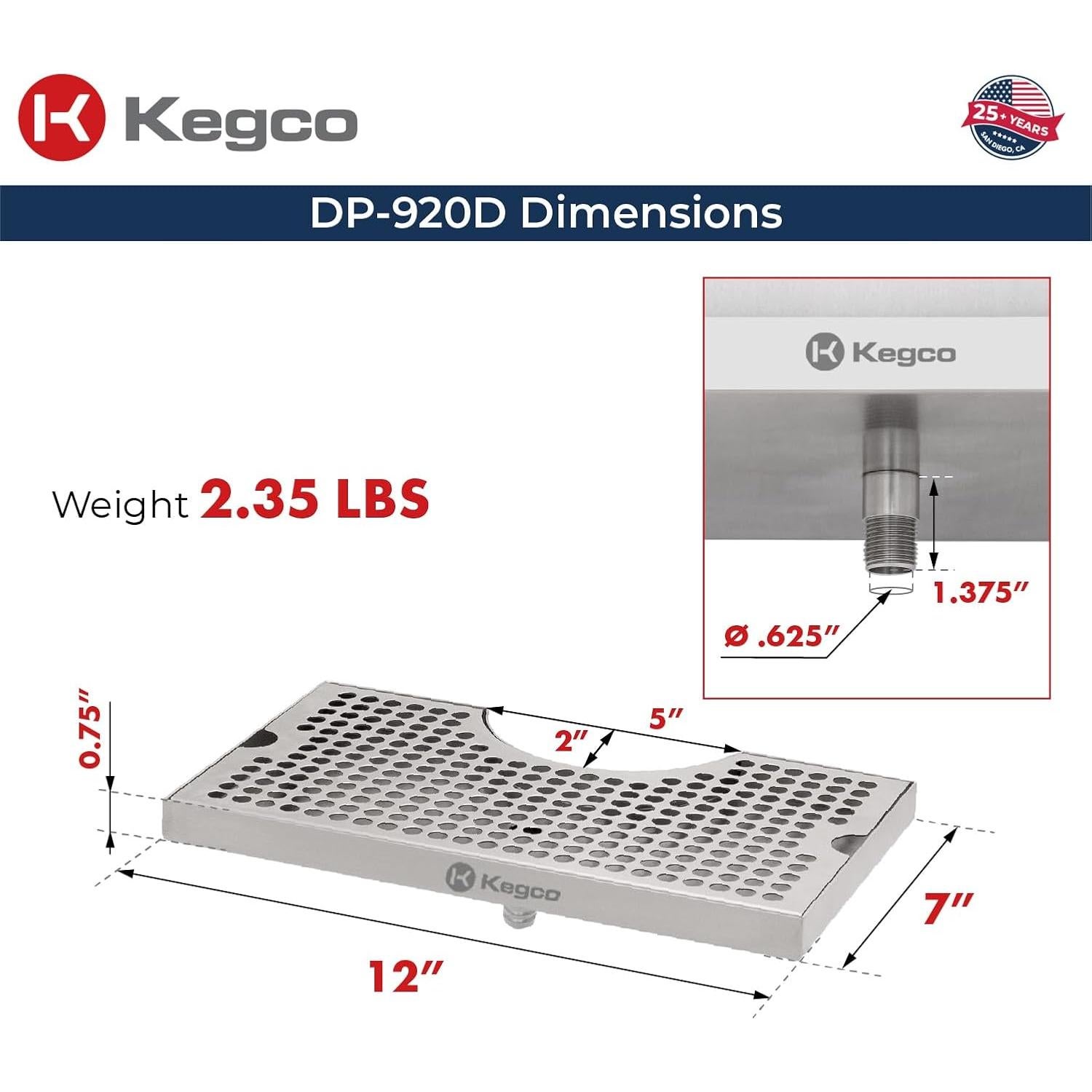 Bandeja de Goteo Kegco DP-920D Montaje Superficial 30.48x17.78cm