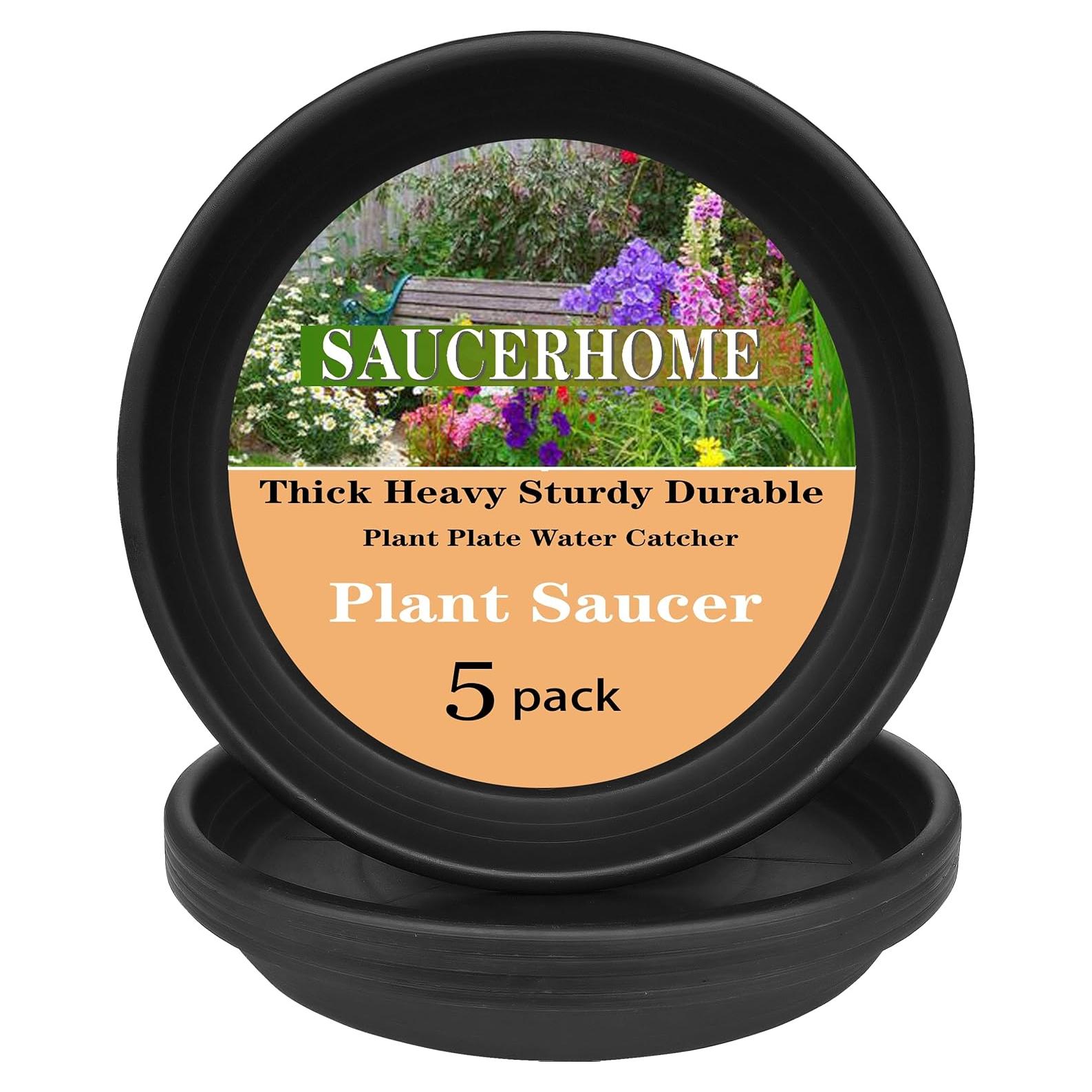 5 Paquetes de Plato para Plantas SAUCERHOME 16.5 cm Negro