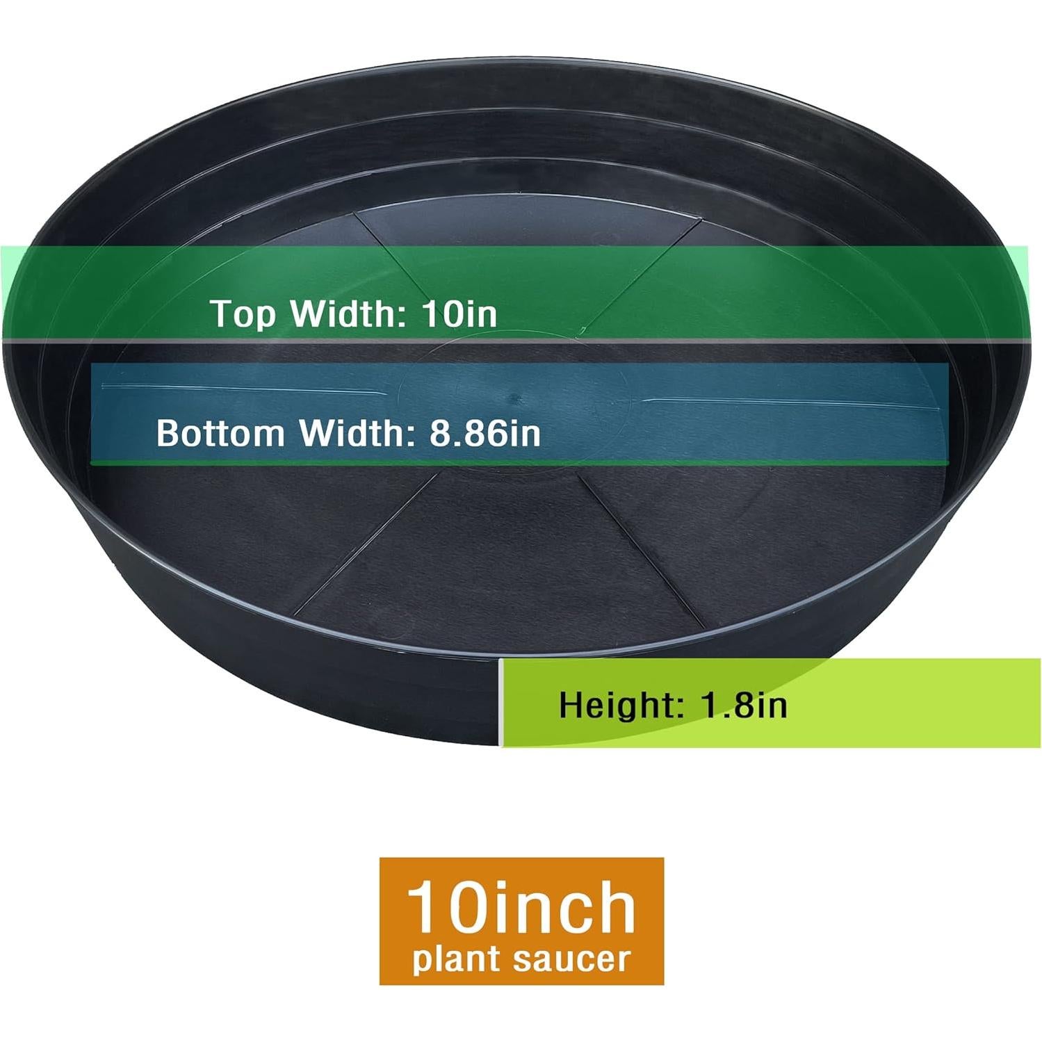 Plato para Plantas 10" Negro LWALRS - Paquete de 4, Profundo