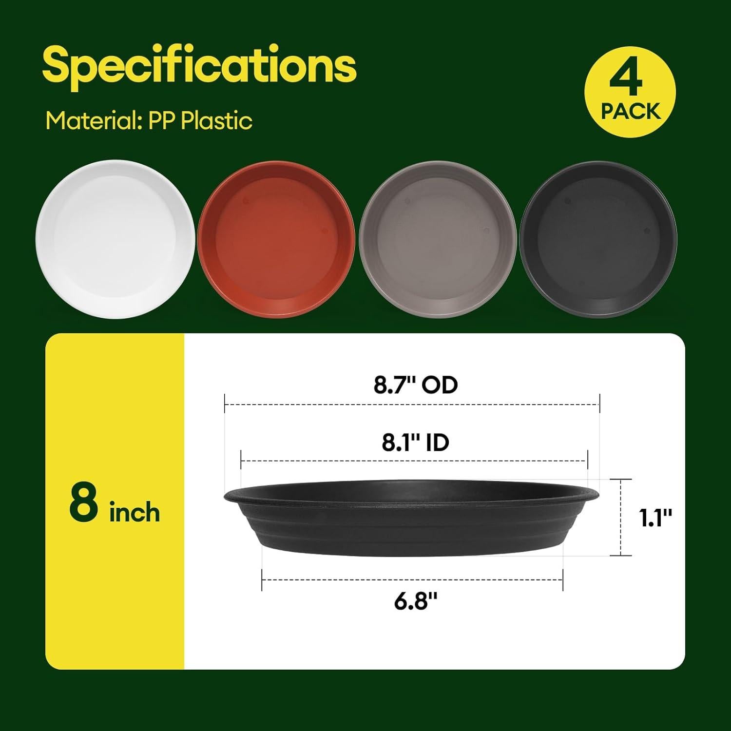 Paquete de 4 platos para plantas Maygrove 20 cm multicolor