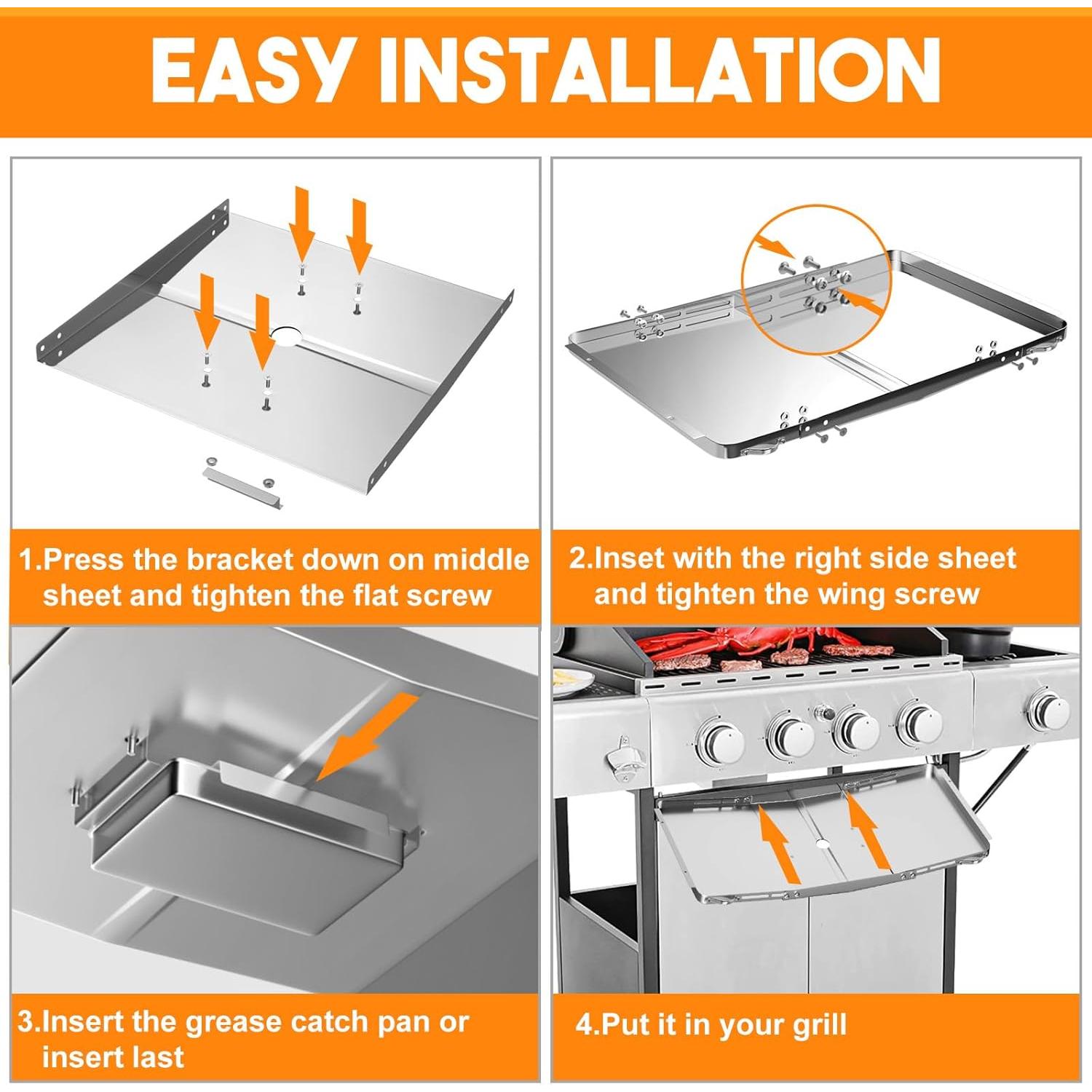 Bandeja de Grasa Ajustable KOSGHO XL Acero Inoxidable 66-91cm