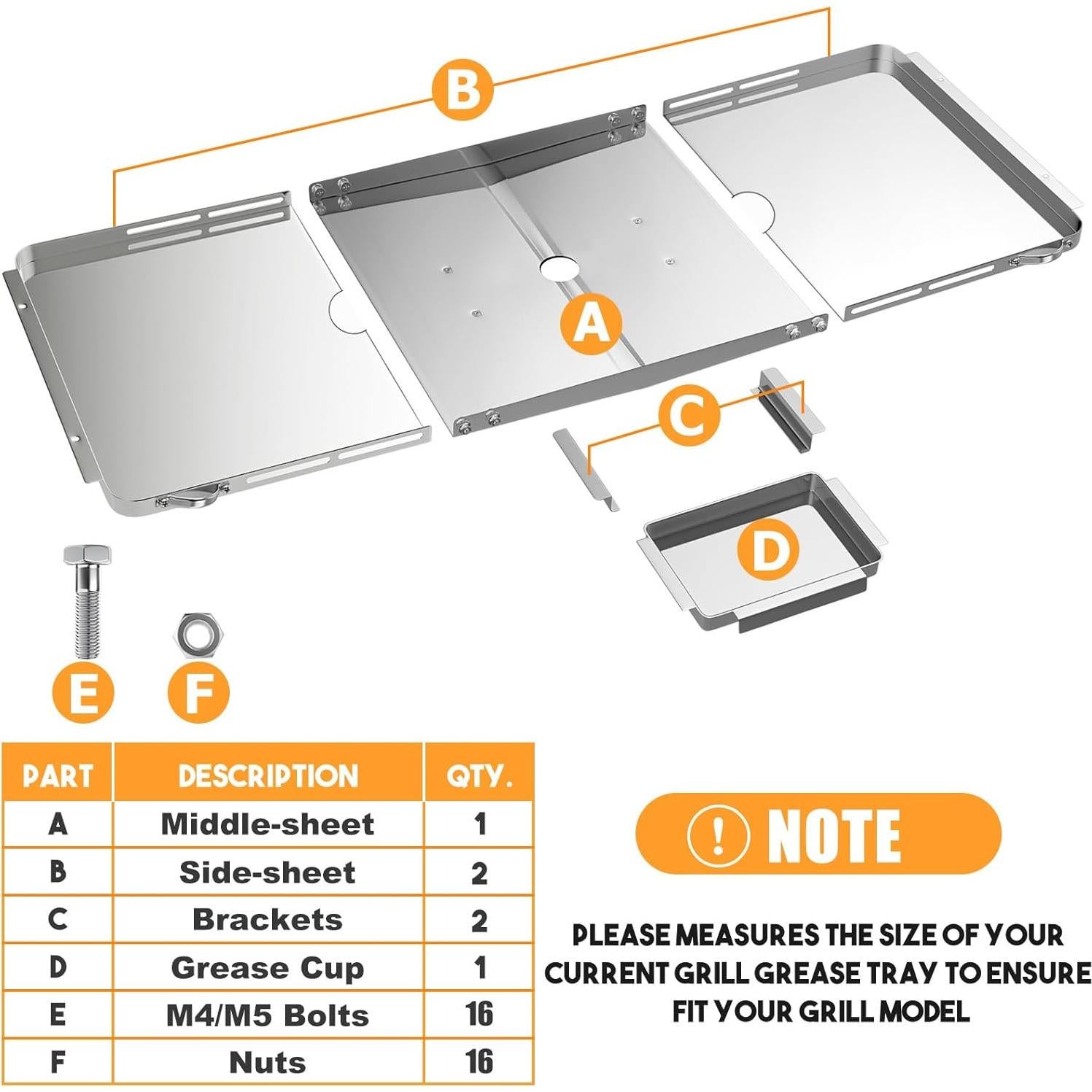 Bandeja de Grasa Ajustable KOSGHO XL Acero Inoxidable 66-91cm