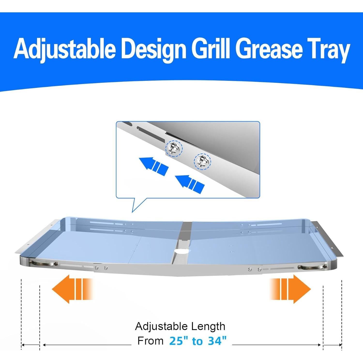 Bandeja de Grasa Ajustable Dyna Glo 63.5-86.4 cm Acero Inox