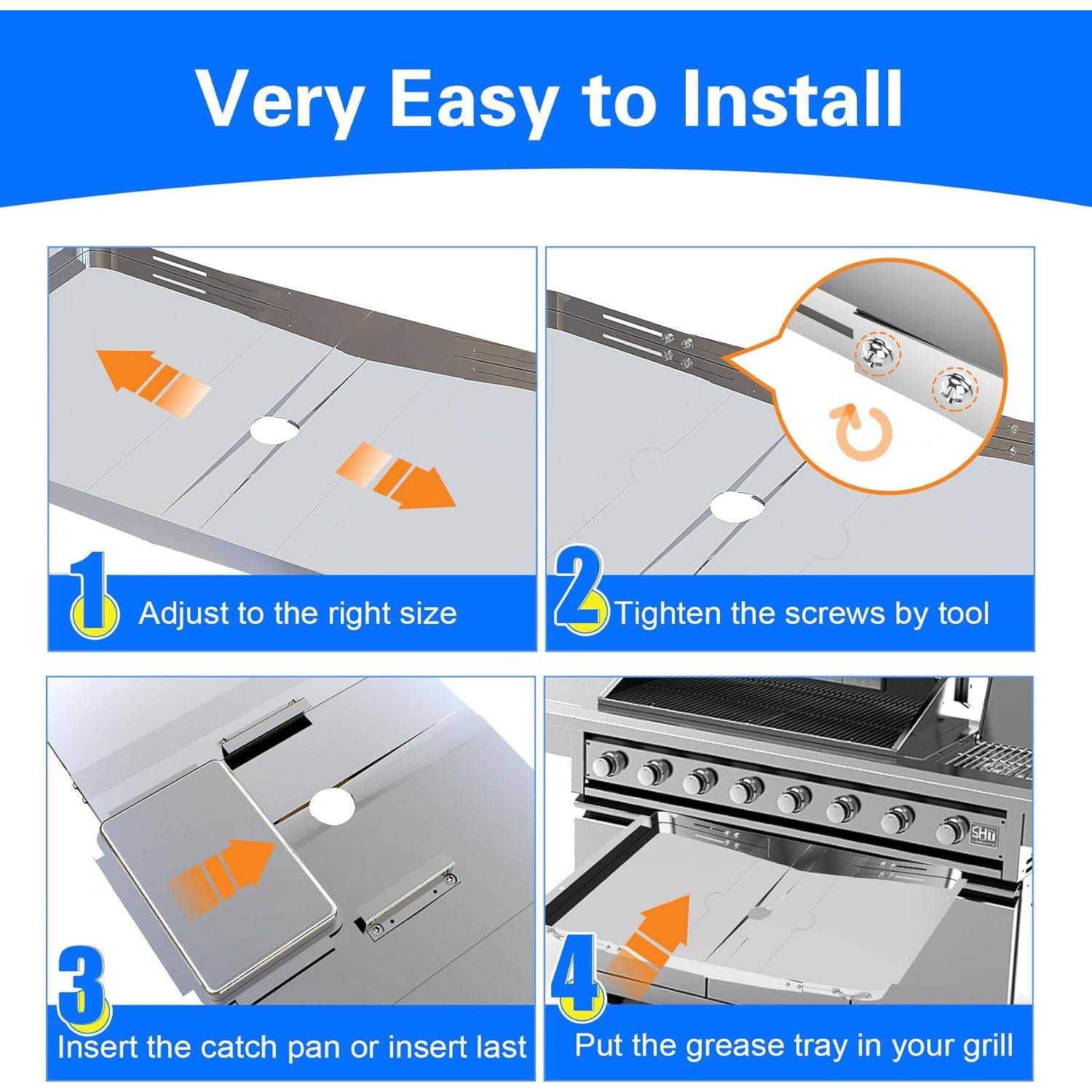 Bandeja de Grasa Ajustable Dyna Glo 63.5-86.4 cm Acero Inox