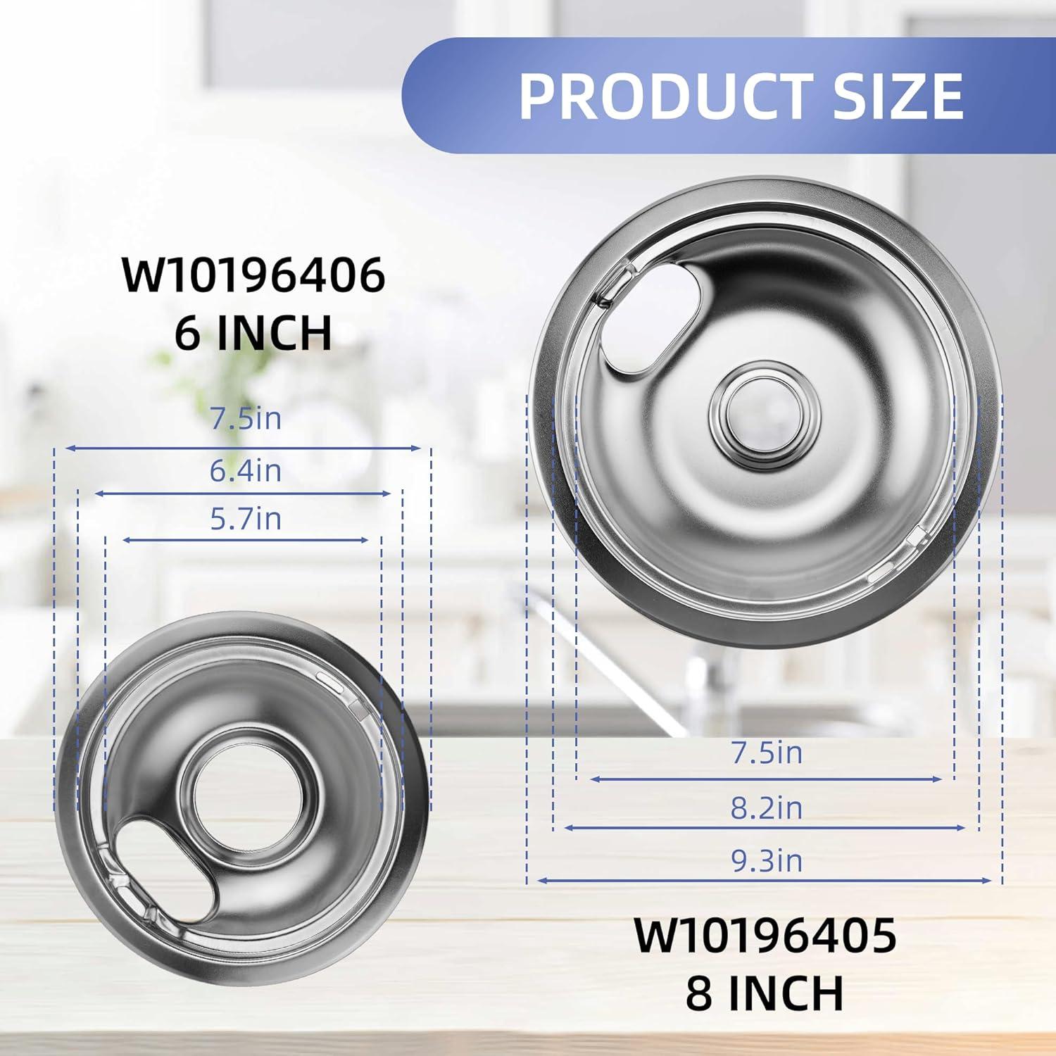 Juego de bandejas de goteo de cromo Pulluty 6" y 8" para estufas