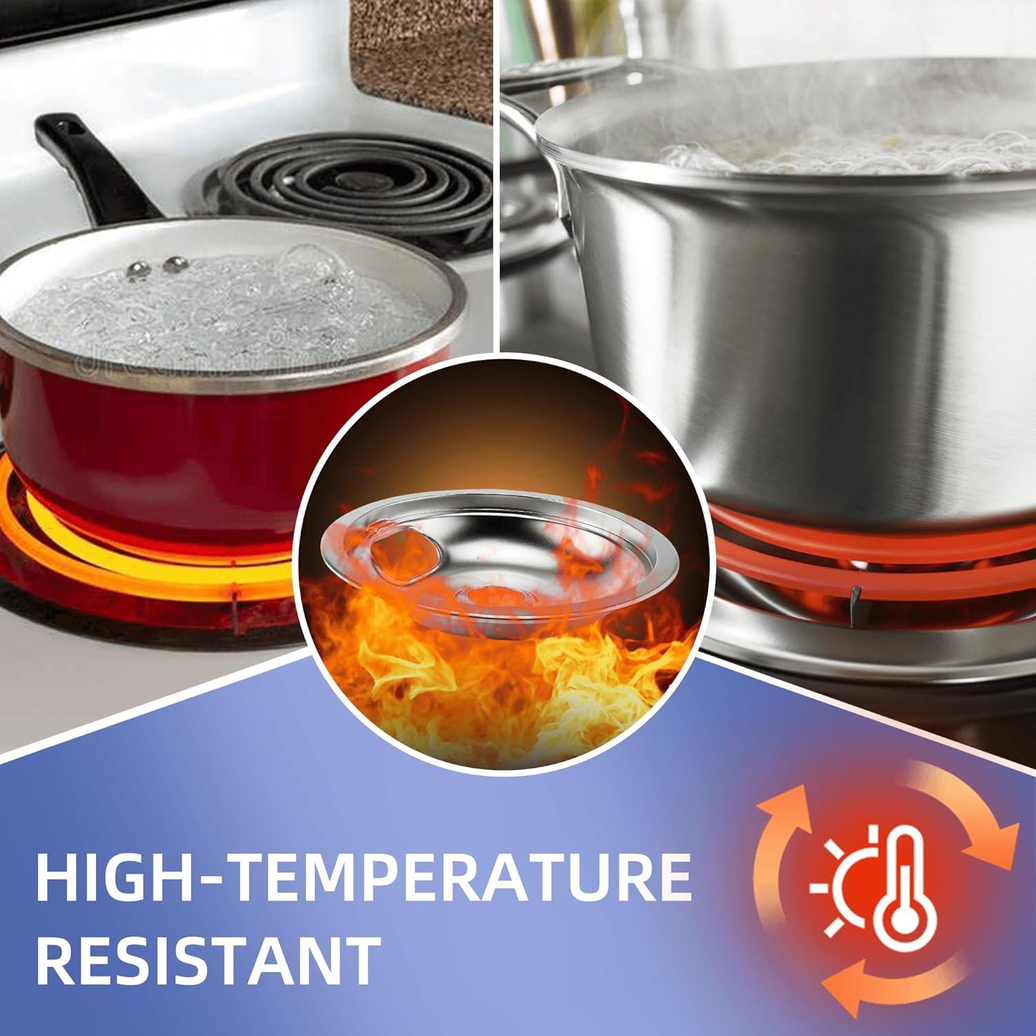 Juego de bandejas de goteo de cromo Pulluty 6" y 8" para estufas