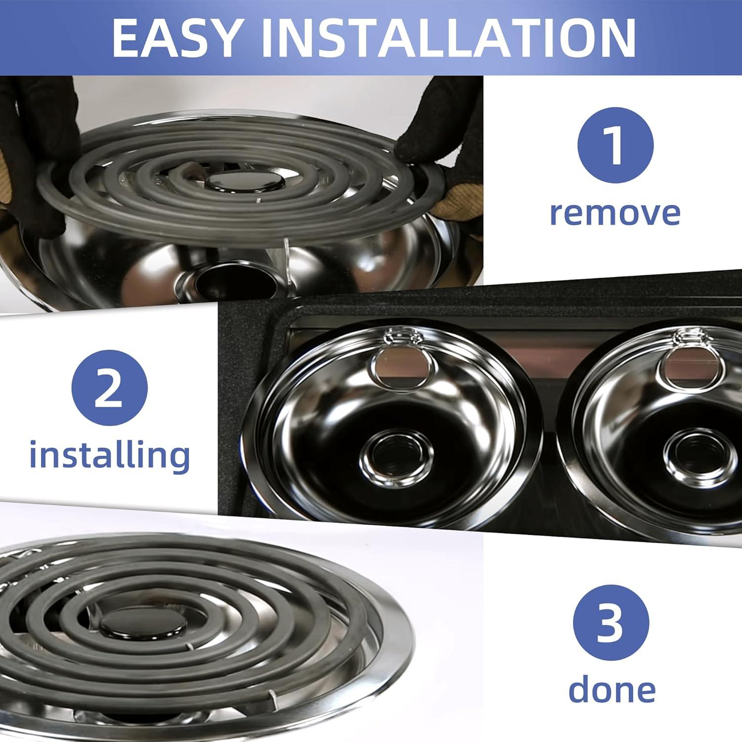 Juego de bandejas de goteo de cromo Pulluty 6" y 8" para estufas