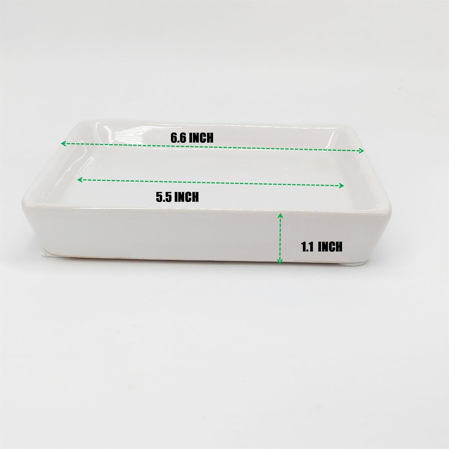 Plato Cuadrado para Plantas 15 cm Cerámica Blanca Saupotcer - 2 Piezas