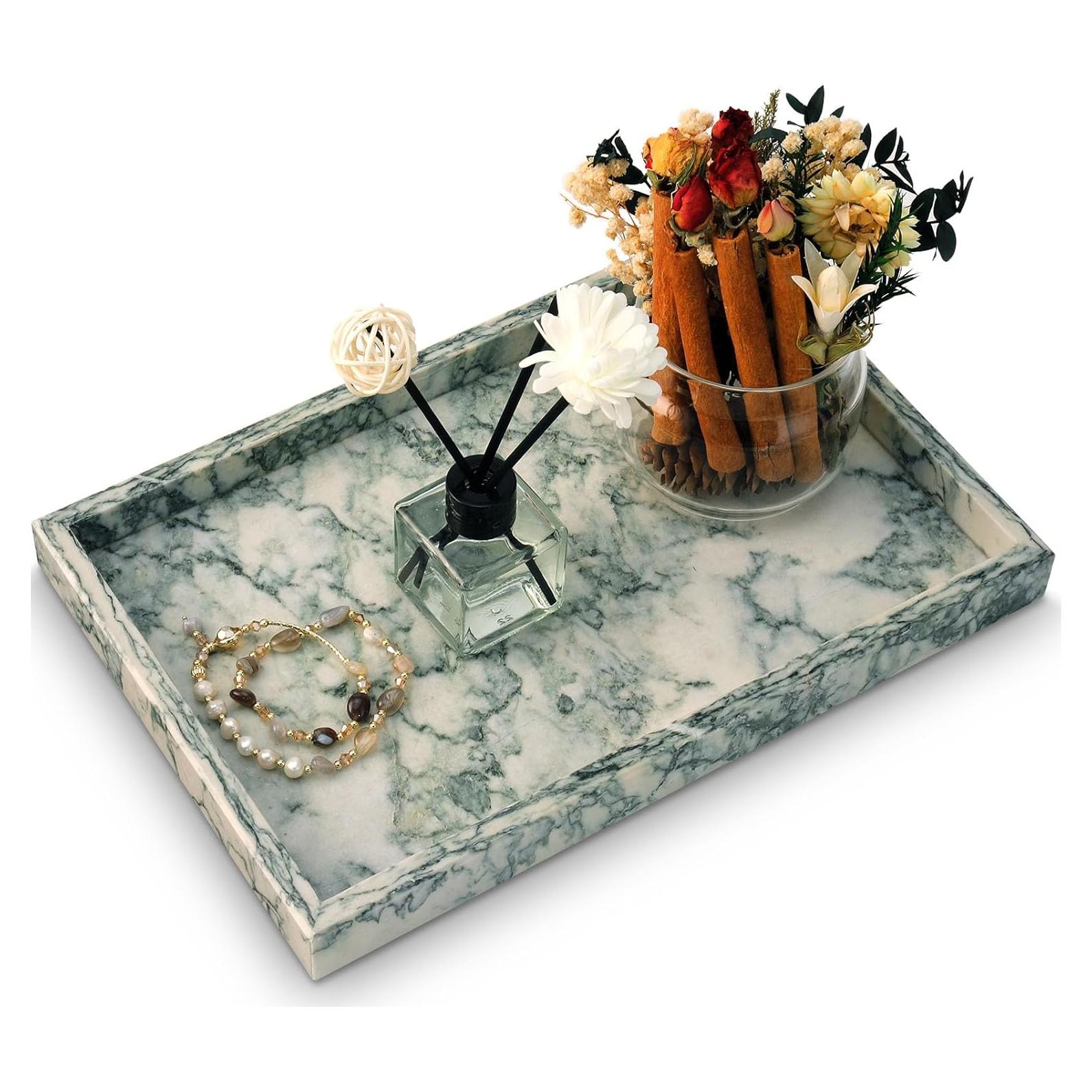 Bandeja de Baño de Mármol MULWR Verde Cian 30x20 cm