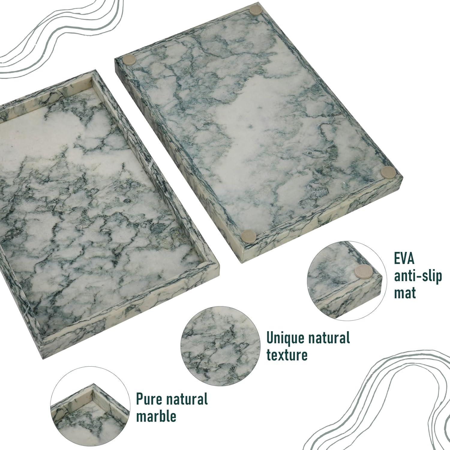 Bandeja de Baño de Mármol MULWR Verde Cian 30x20 cm