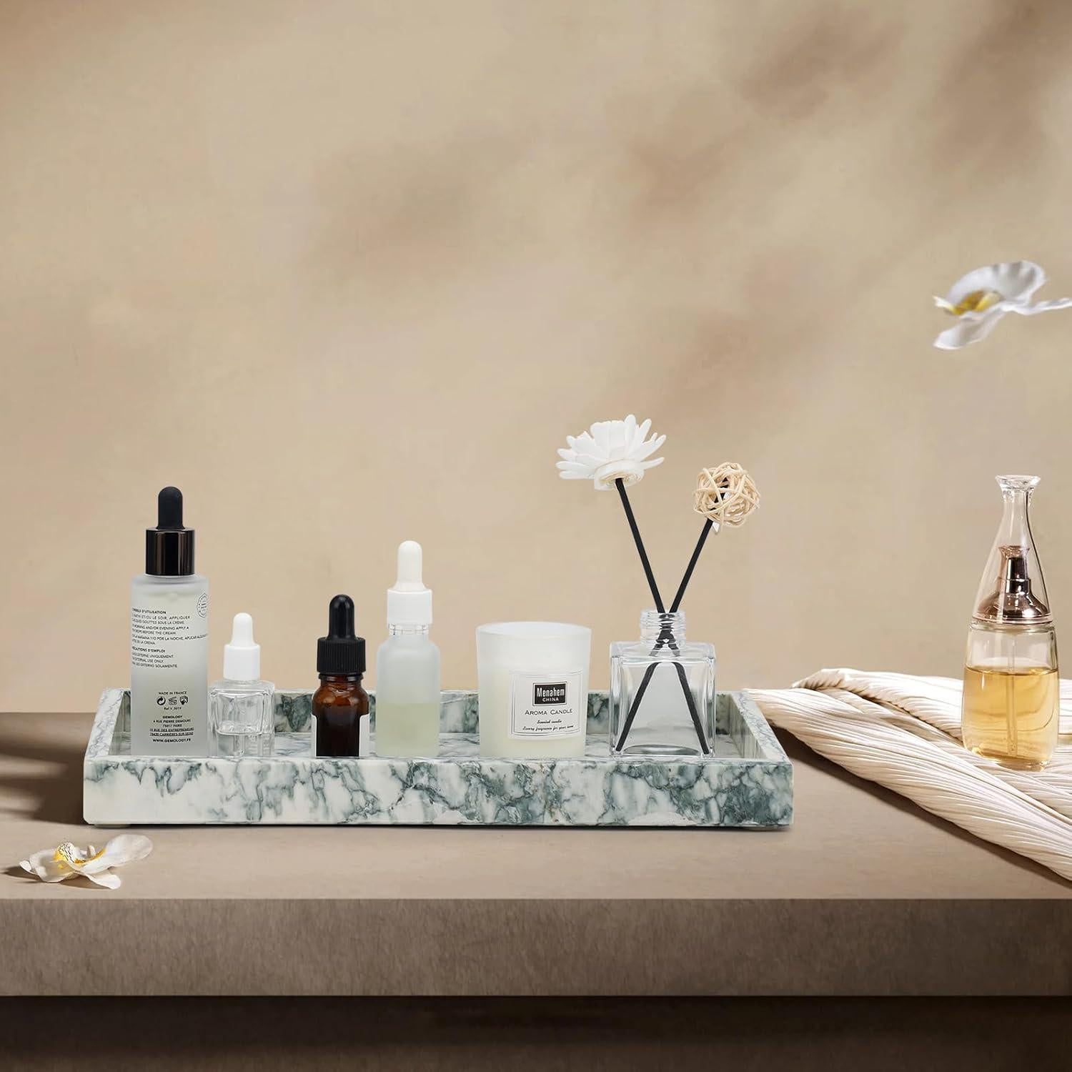 Bandeja de Baño de Mármol MULWR Verde Cian 30x20 cm