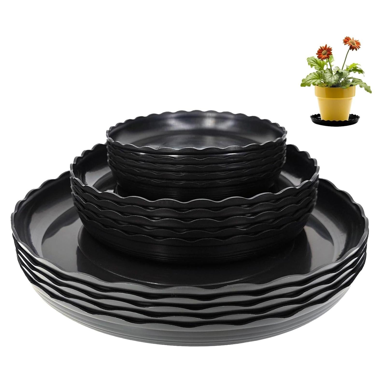 Juego de 15 Platos para Macetas OFiSEXPT 6-10 Pulgadas Negro