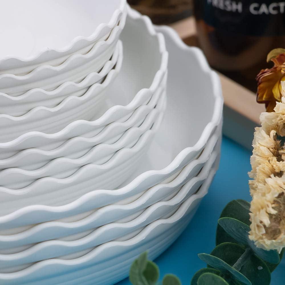 Paquete de 12 platos de plástico blanco Fireboomoon 15-25 cm