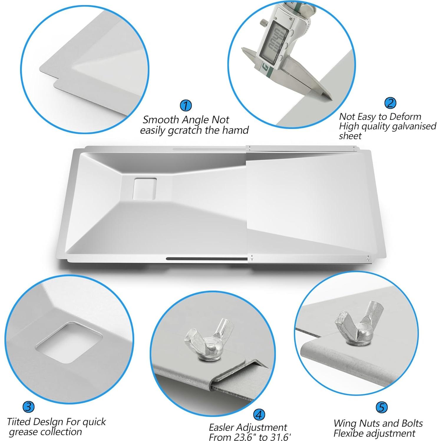 Trampa de Grasa Ajustable ZCLYUYA para Parrilla de Gas 3/4/5 Quemadores