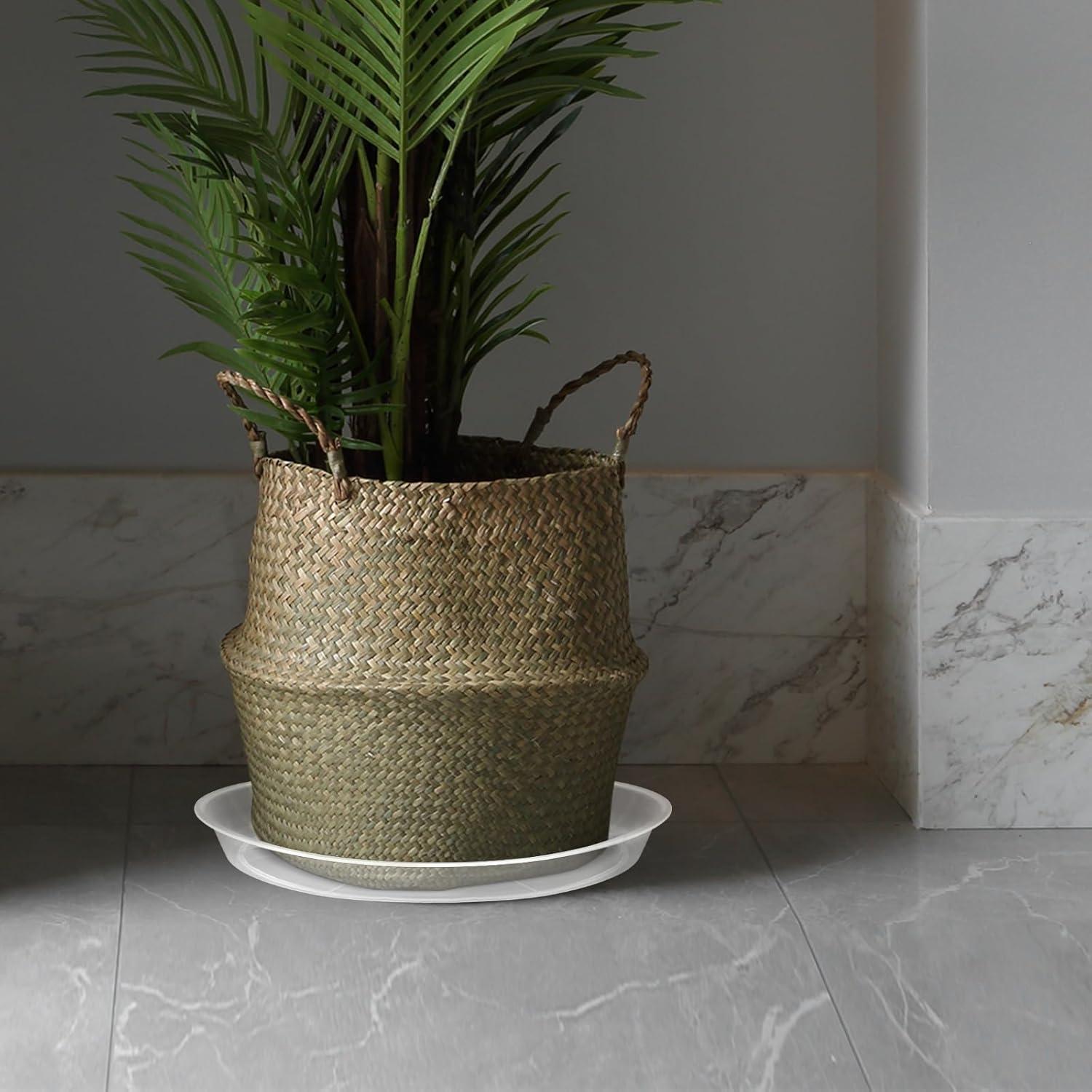 Paquete de 4 platos para plantas OUPSAUI 35.6 cm transparentes