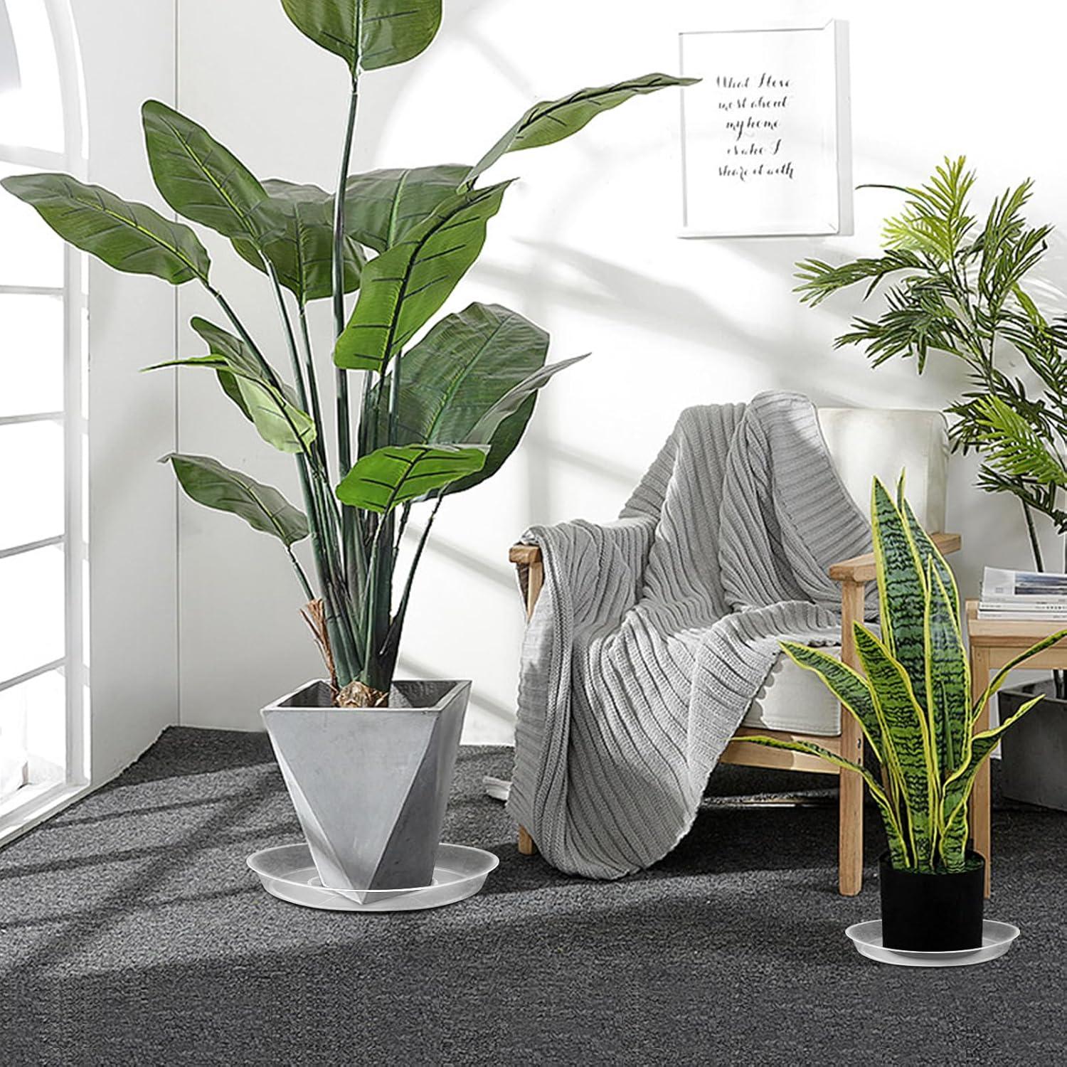 Paquete de 4 platos para plantas OUPSAUI 35.6 cm transparentes