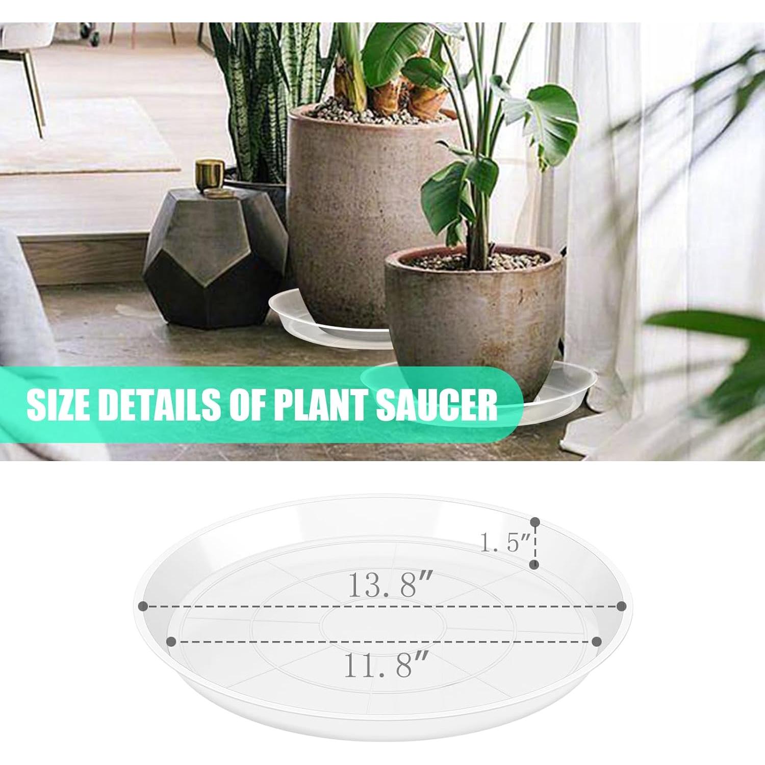 Paquete de 4 platos para plantas OUPSAUI 35.6 cm transparentes