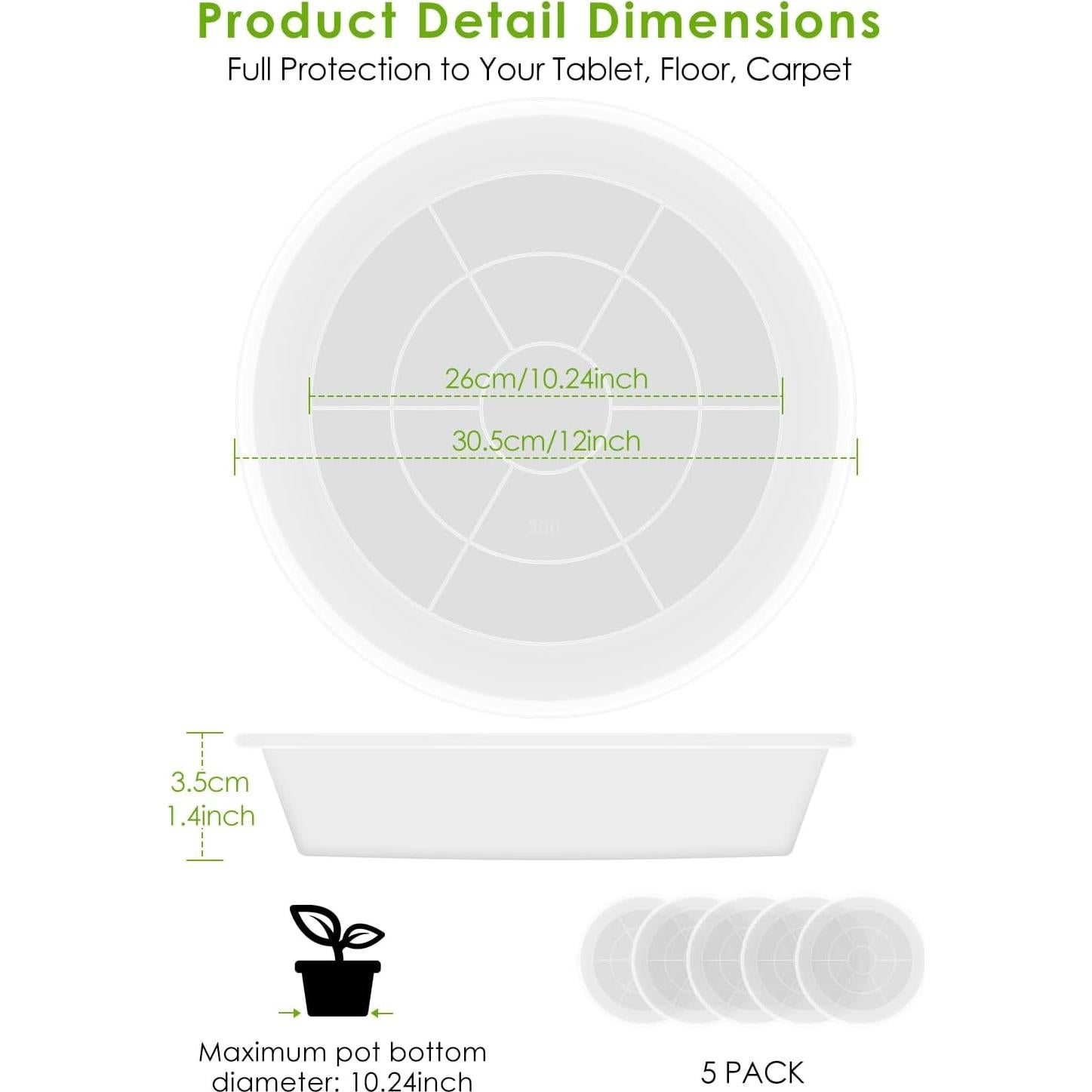 Bandeja para Maceta PACETAP 30 cm, Paquete de 5, Plástico Grueso