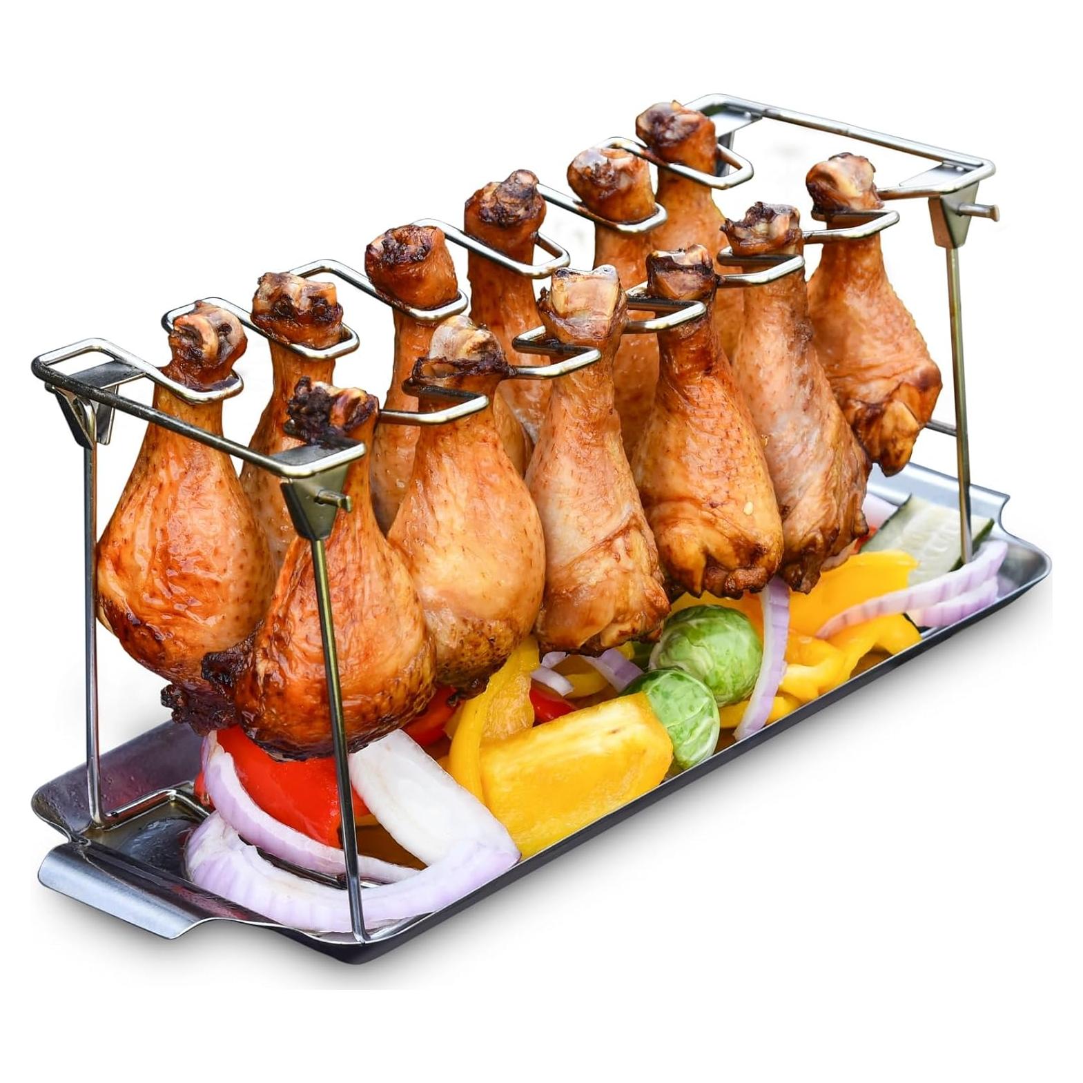 Soporte para Muslos de Pollo RTT con Bandeja de Goteo 12 Ranuras