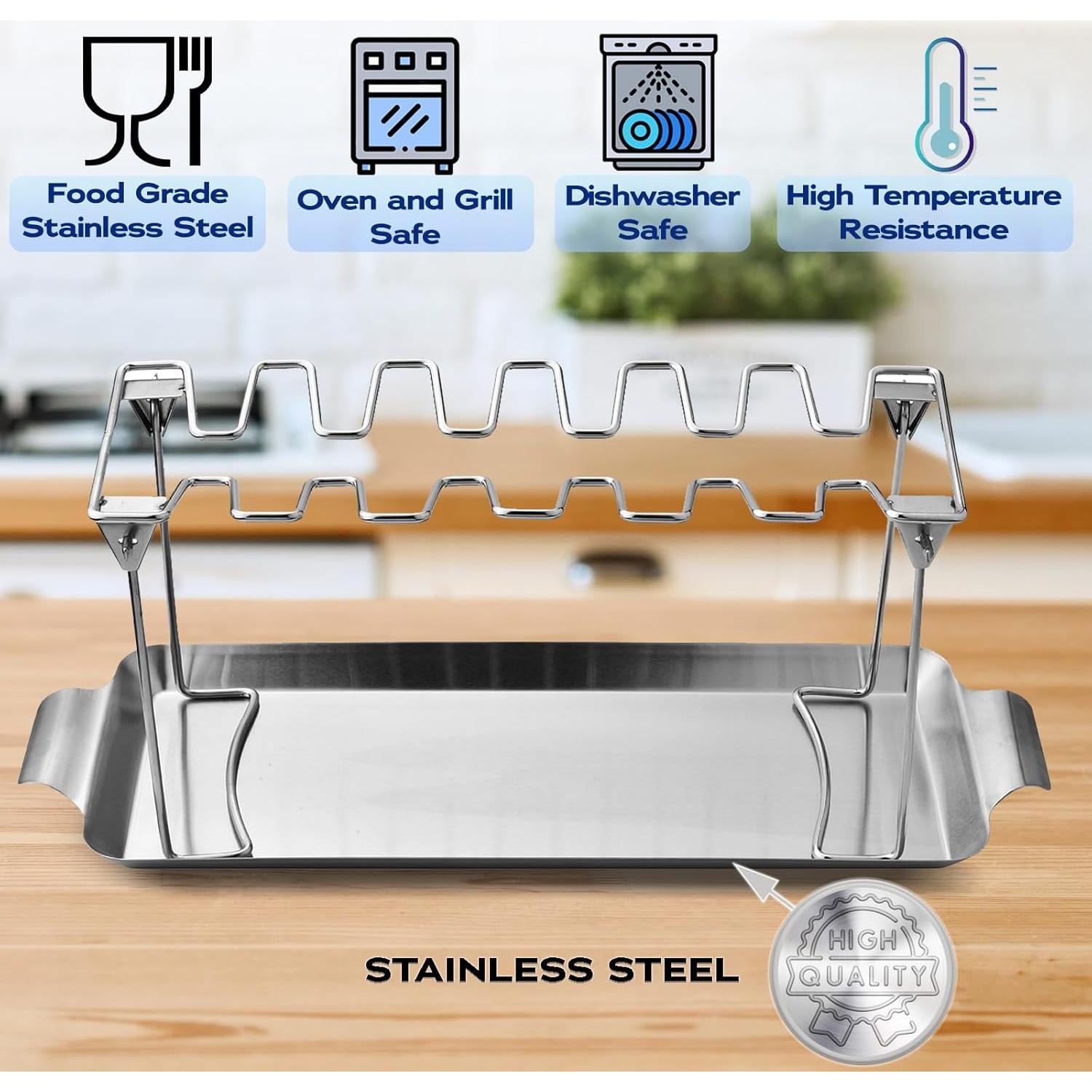 Soporte para Muslos de Pollo RTT con Bandeja de Goteo 12 Ranuras