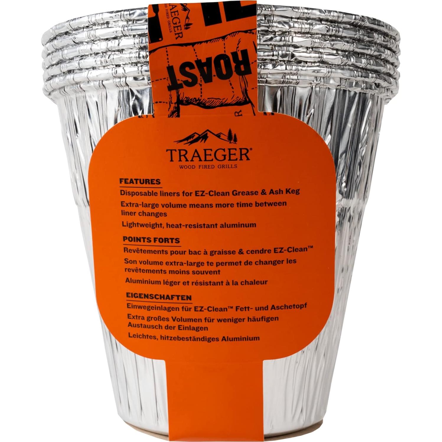 Forros Desechables Traeger BAC608 para Grasa y Ceniza - Paquete de 5