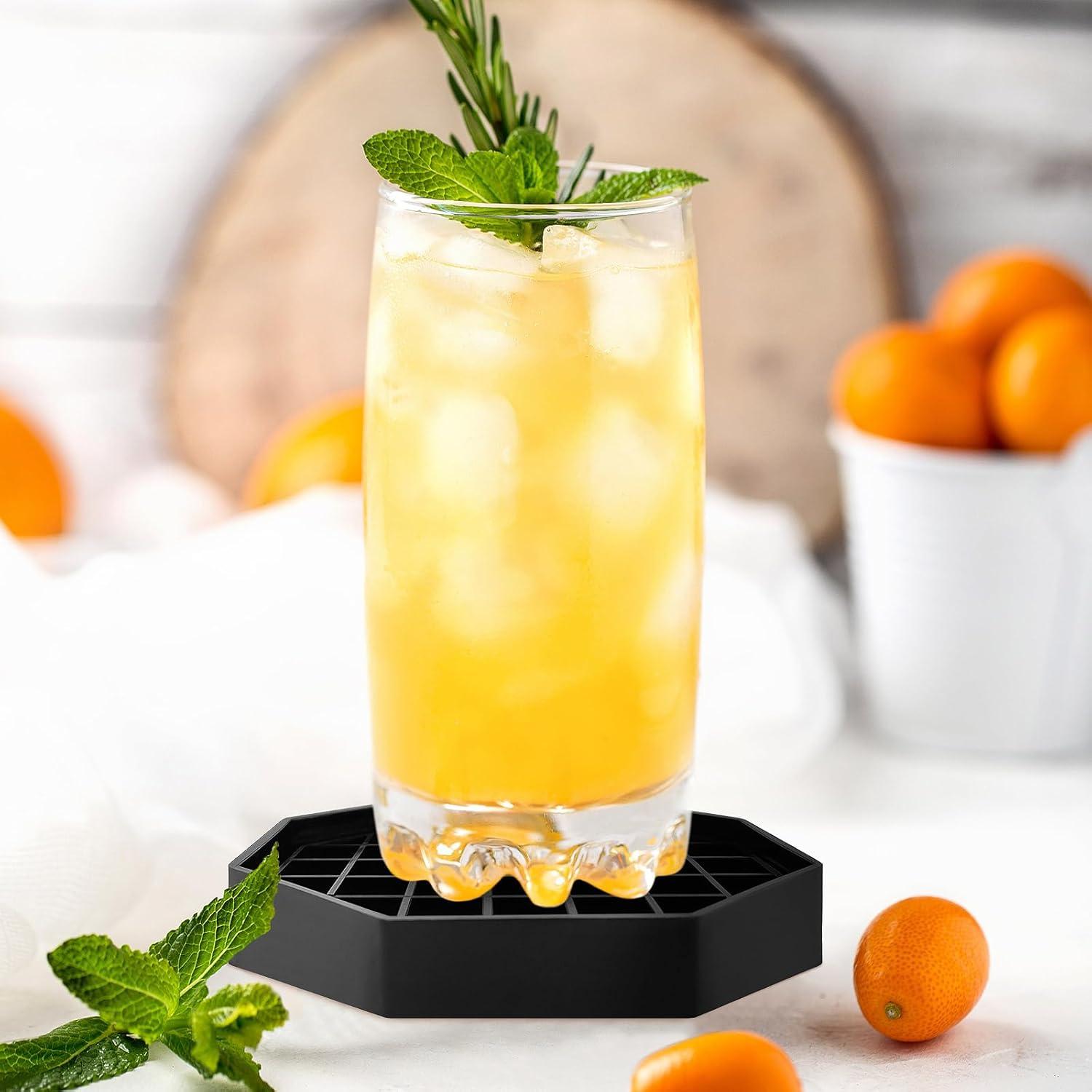 Bandeja de Goteo Octagonal WJYFQFO 10.4cm Plástico Negro 2 Pcs