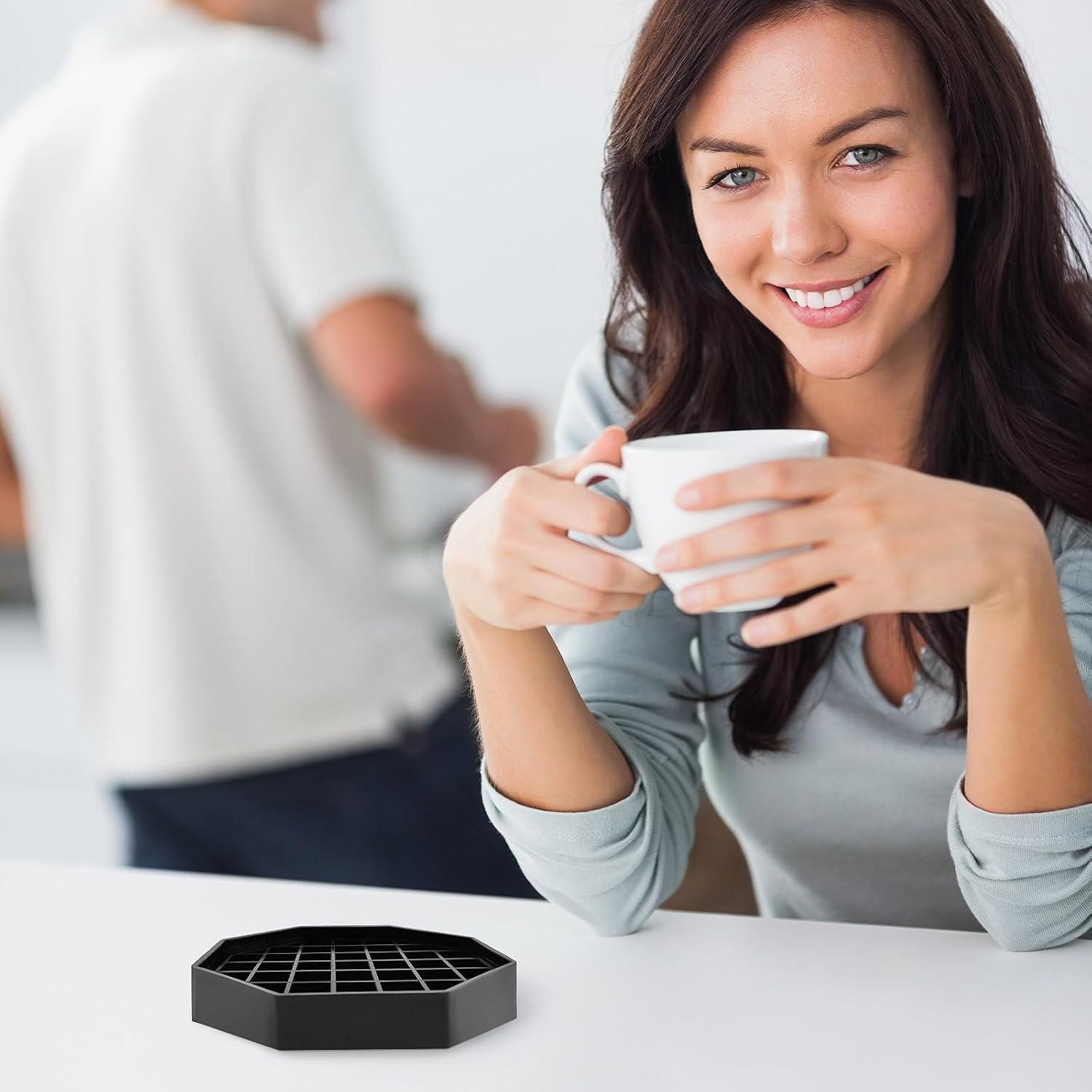 Bandeja de Goteo Octagonal WJYFQFO 10.4cm Plástico Negro 2 Pcs