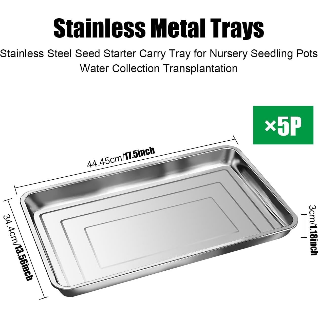 Paquete de 5 bandejas grandes de acero inoxidable RooTrimmer